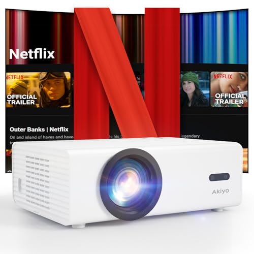 ویدئوپروژکتور سالن سینمایی خانگی با پشتیبانی از Full HD 1080P و 4K، AKIYO Home Cinema Video/Outdoor Projector برای اندروید/آیفون/PS5 و موبایل