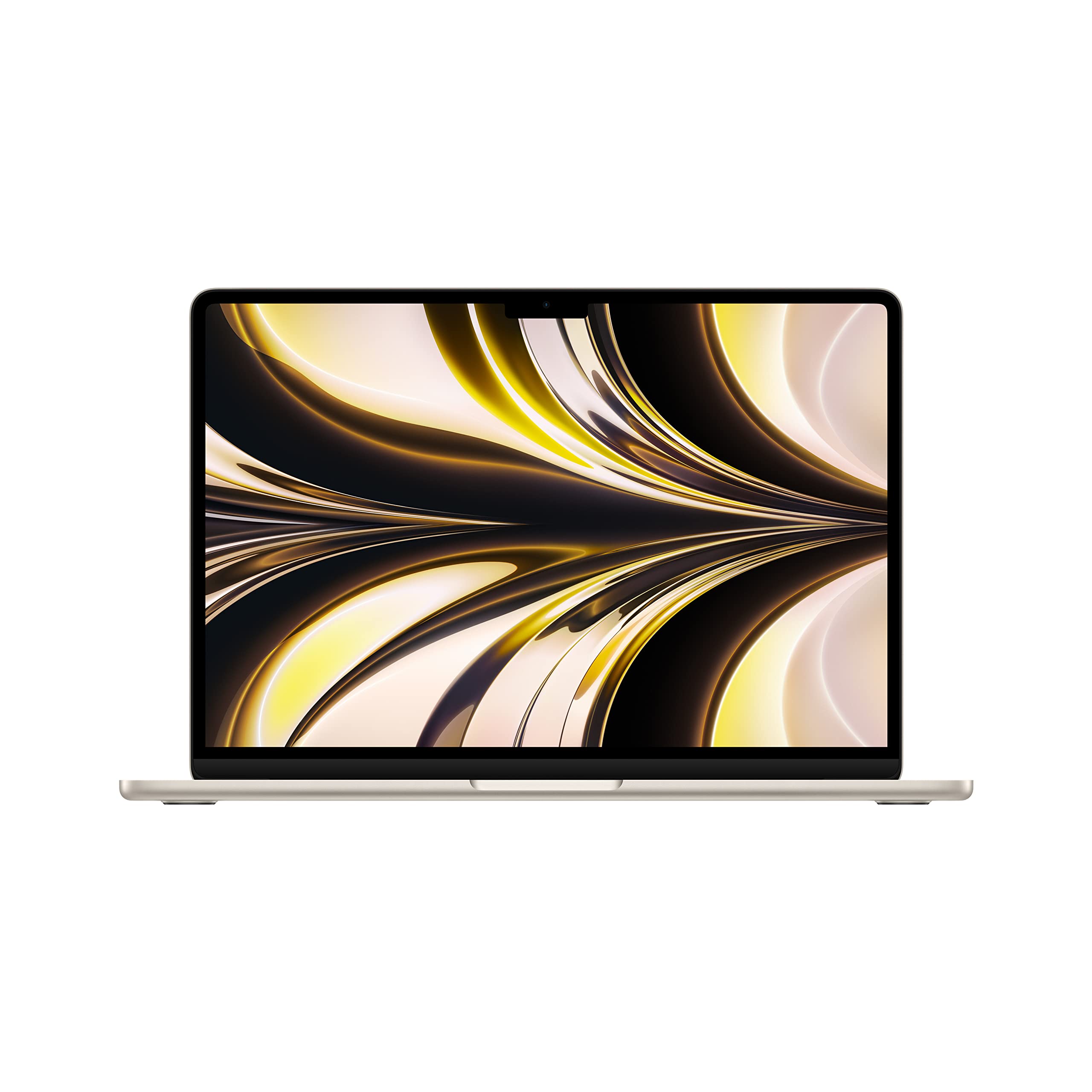 لپ‌تاپ Apple MacBook Air 2022 با تراشه M2: نمایشگر Liquid Retina 13.6 اینچی، 16 گیگابایت حافظه یکپارچه، 256 گیگابایت حافظه SSD، صفحه‌کلید با نور پس‌زمینه، دوربین FaceTime HD با وضوح 1080p. سازگار با iPhone و iPad؛ رنگ Starlight؛ پشتیبانی از زبان‌های عربی و انگلیسی.
