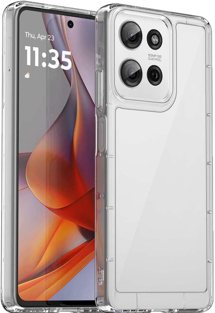 محافظ کیسه برای موتورولا Moto G75 با پوشش بلوری و شفاف واضح، محکم و لغزش‌ناپذیر، بدون زردشدگی، سازگار با شارژ بی‌سیم برای موتورولا G75 با ابعاد 6.78 اینچ