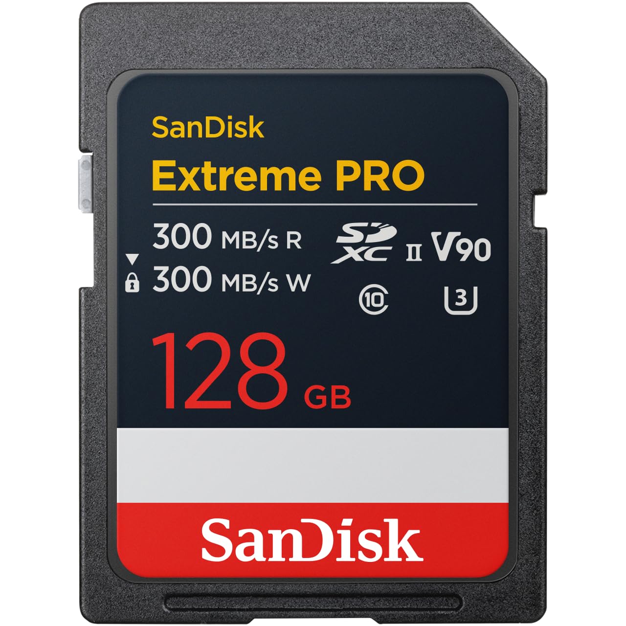 SanDisk Extreme PRO 128GB SDXC UHS-II Card, up to 300MB/s Read & Write Speed, V90, 8K Single Pack 128 GB