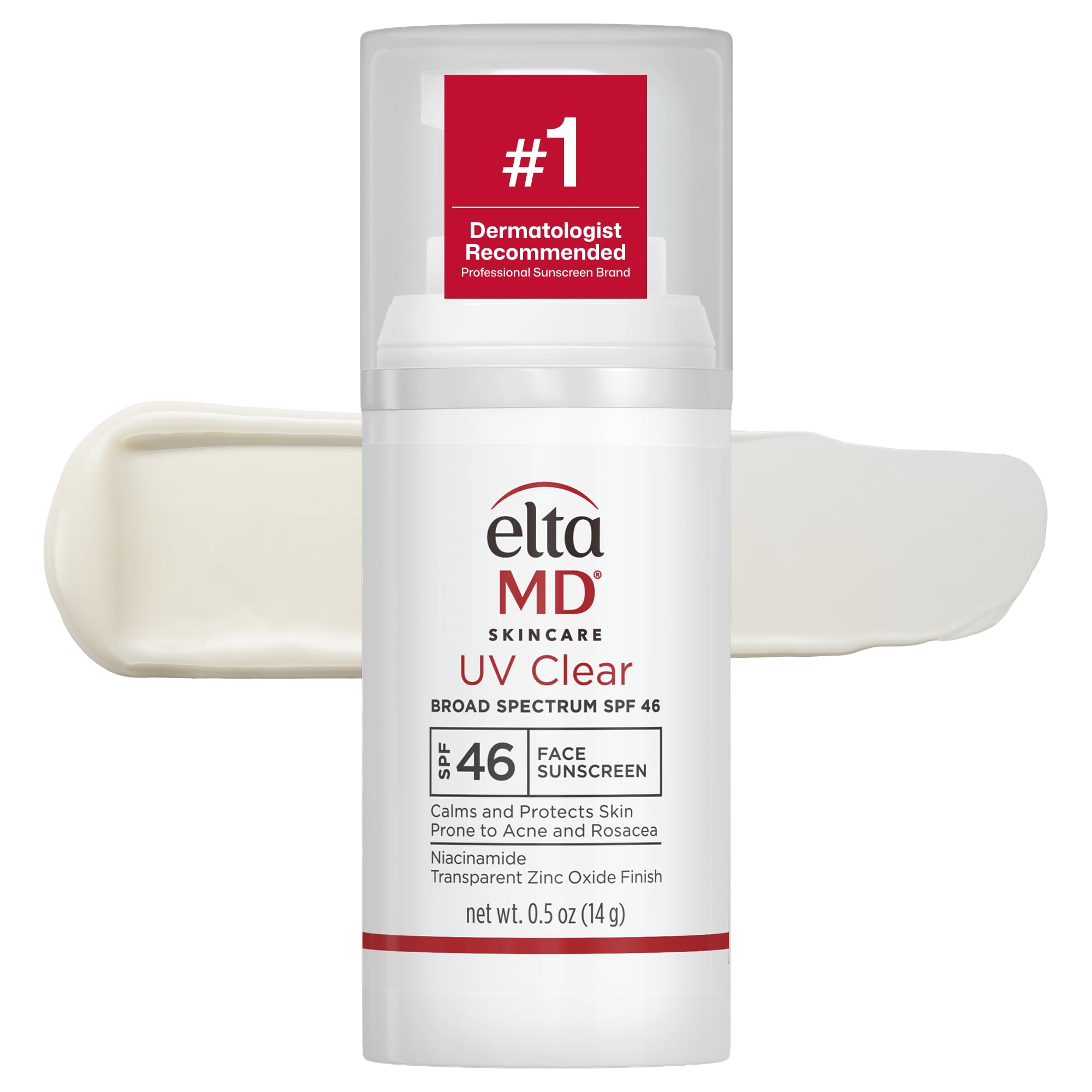 ضد آفتاب EltaMD UV Clear Face SPF 46، ضد آبندگی بدون روغن با اکسید روی، توصیه شده توسط دارماتولوژیست، 0.5 اونس