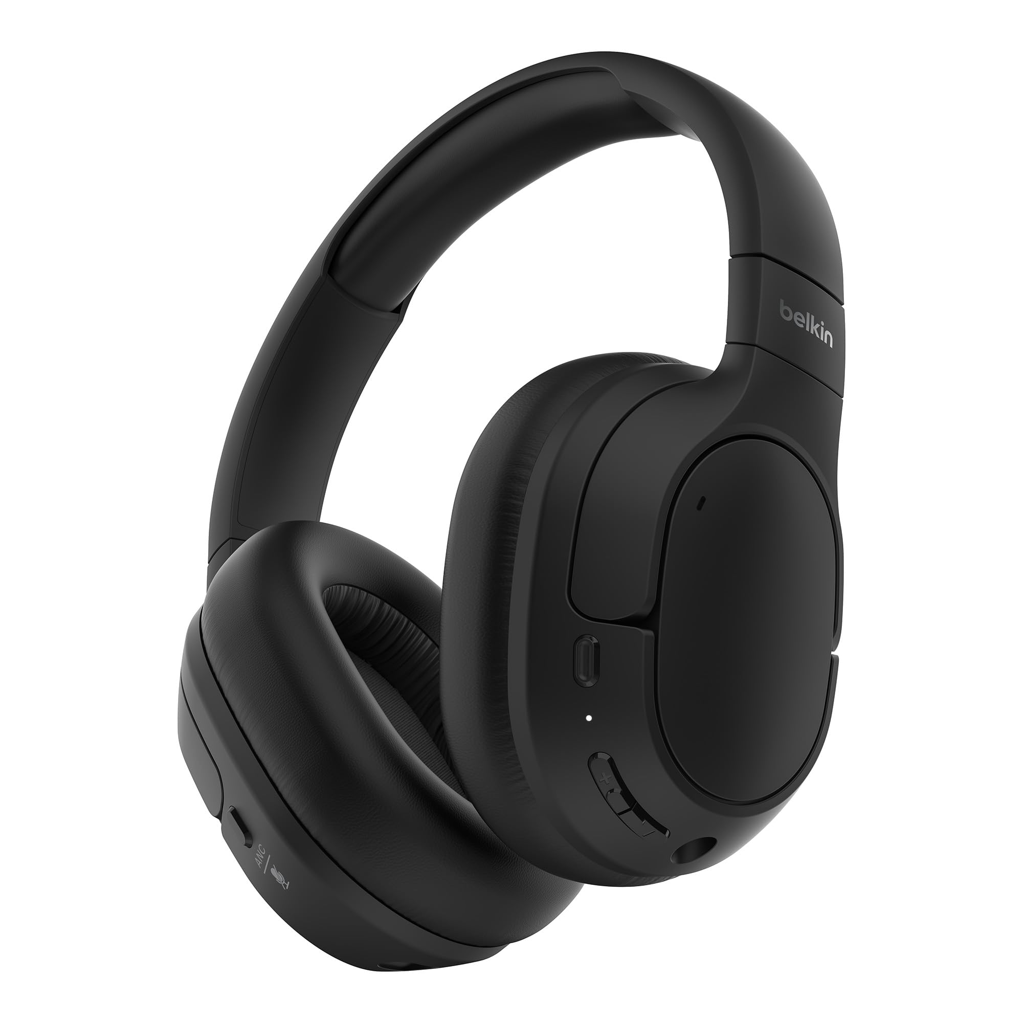 هدفون بی‌سیم فعال Noise-Cancelling Belkin SoundForm Isolate، هدفون‌های بی‌سیم با میکروفون، هدفون‌های بلوتوث با زمان پخش ۶۰ ساعته، باس قوی، گوشواره‌های CloudCushion برای مسافرت، خانه، دفتر با عملکرد کاهش نویز
