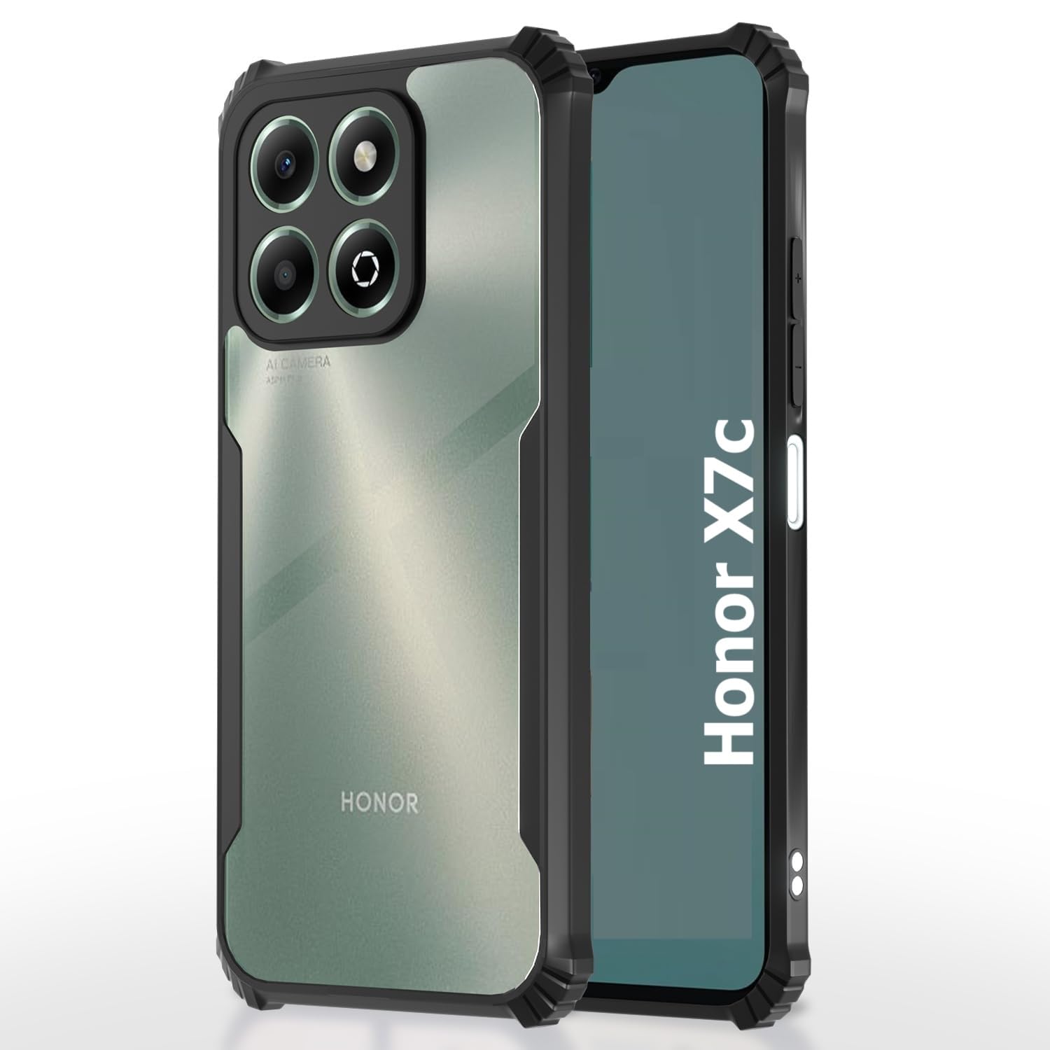 کاور عقب سخت PC شفاف Zubitech Honor X7c با حاشیه سیاه TPU Premium ضدضربه و مقاوم در برابر ضربه 360 درجه حفاظت از لنز دوربین شفاف برای Honor X7c