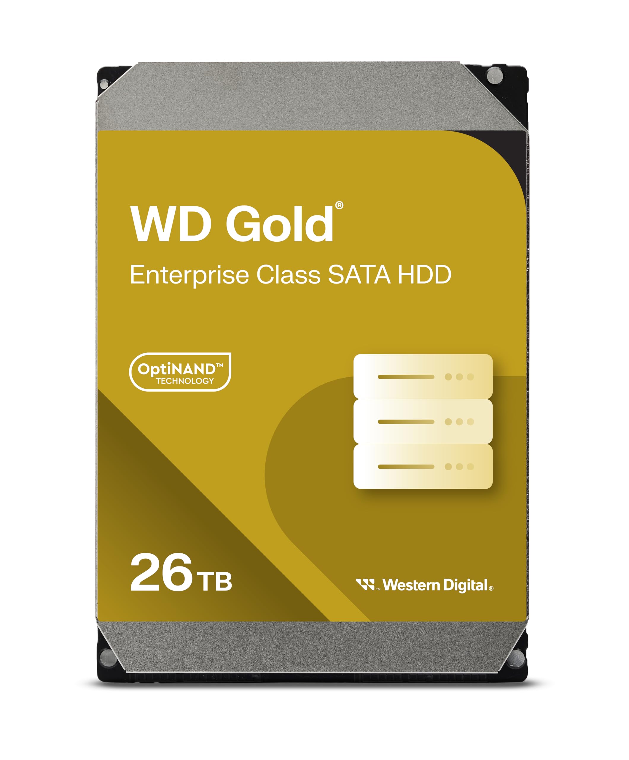 Western Digital 26TB WD Gold درایو سخت داخلی طبقه‌بندی شده به عنوان سیاهه یکپارچه - 7200 دور در دقیقه، SATA 6 گیگابیت بر ثانیه، 512 مگابایت حافظه Cache، 3.5 اینچ - WD261KRYZ