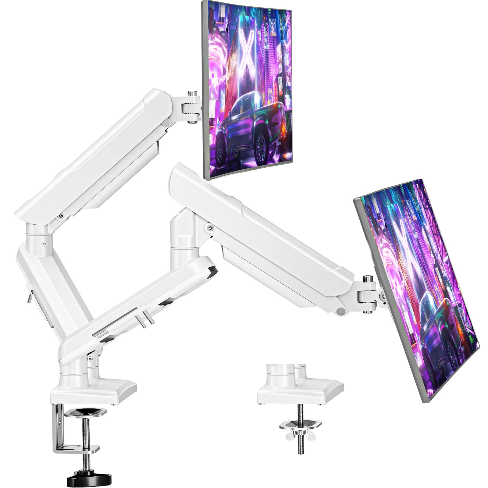 کلید و مقدار "Dual Monitor Mount for 13-32 inch Screens, Gas Spring Monitor Stand for 2 Monitor, Full Adjustable Desk Mount with C-Clamp&Grommet Base, Each Arm Holds Max 22 lbs, Freelift Pro White White Dual" ، مقدار را ترجمه کنید.