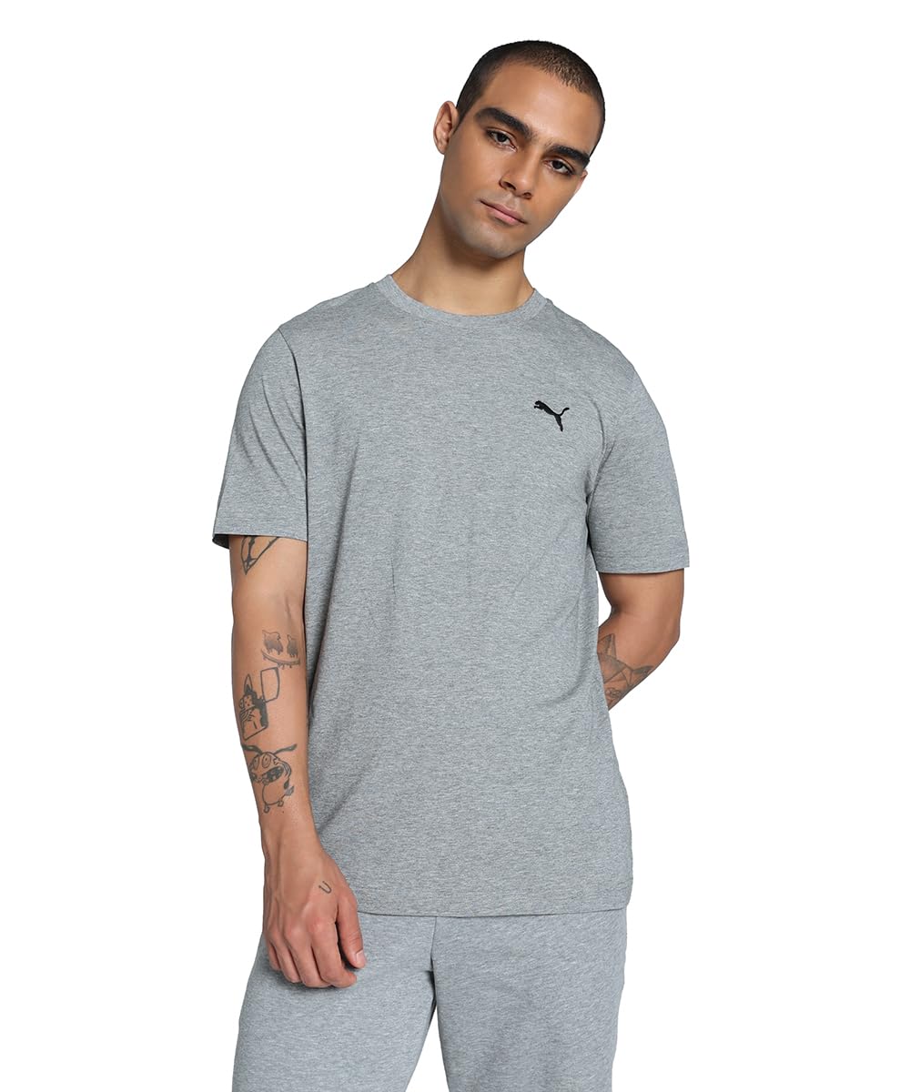 پیراهن تی‌شرت PUMA مردانه با لوگوی کوچک ESS، سایز L، رنگ خاکستری متوسط