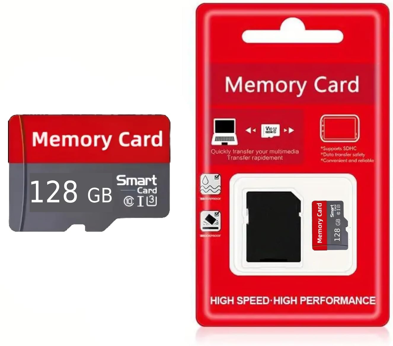 کارت حافظه Micro SD با کلاس سرعت 10 و سرعت 150Mb/S با آداپتور برای تلفن‌های هوشمند، دوربین‌های داش کم، اسپای‌کور‌ها  و گزینه‌های ذخیره‌سازی (حافظه 128 گیگابایت)، Spitze