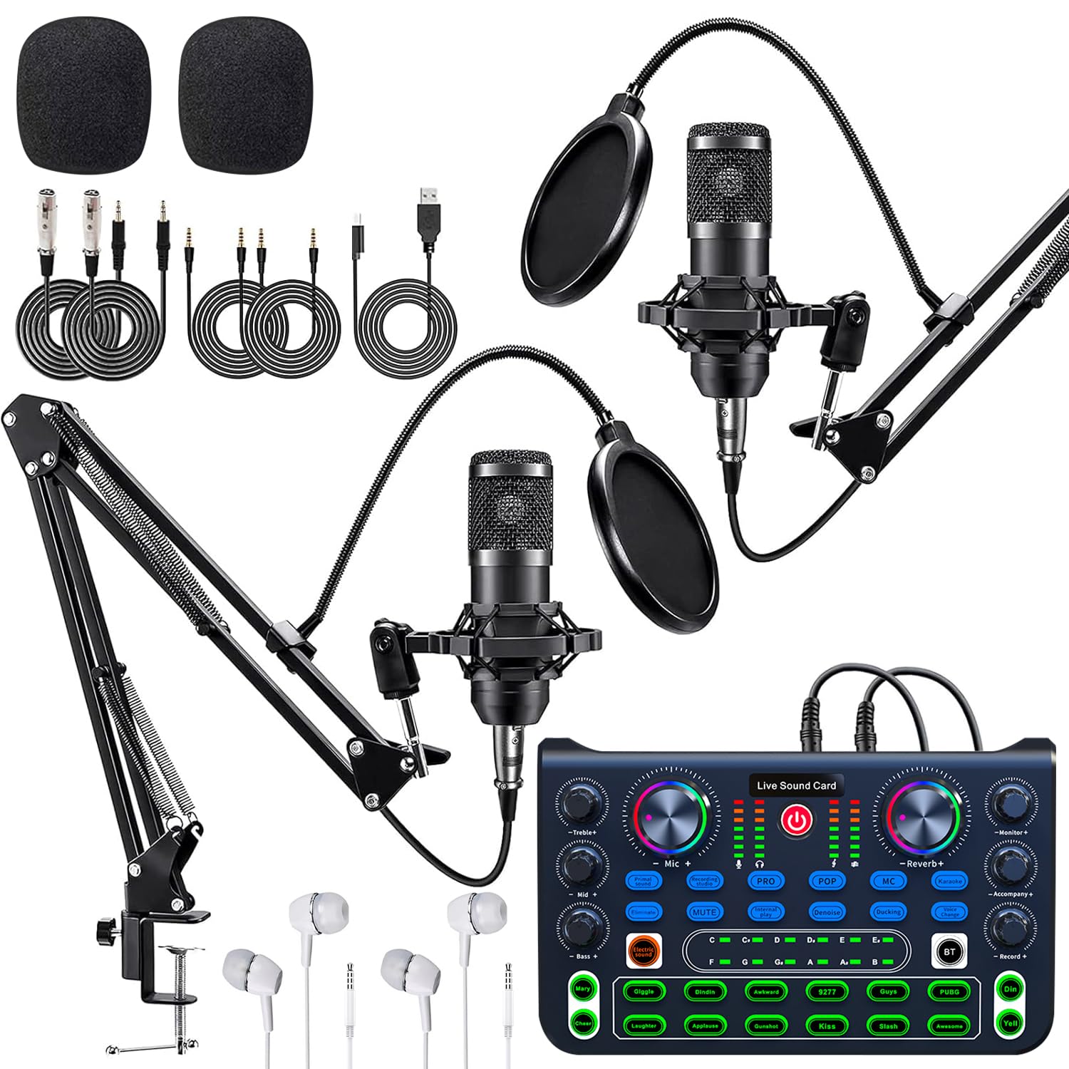 مجموعه تجهیزات پادکست Redyyds X60 برای ۲ نفر، میکسر DJ با میکروفون پادکست BM800، مجموعه میکروفون استودیویی کاندنسر کامل برای پادکست، ضبط، خواننده، ولاگ زنده تیک‌تاک، استریمینگ و بازی‌های ویدیویی
