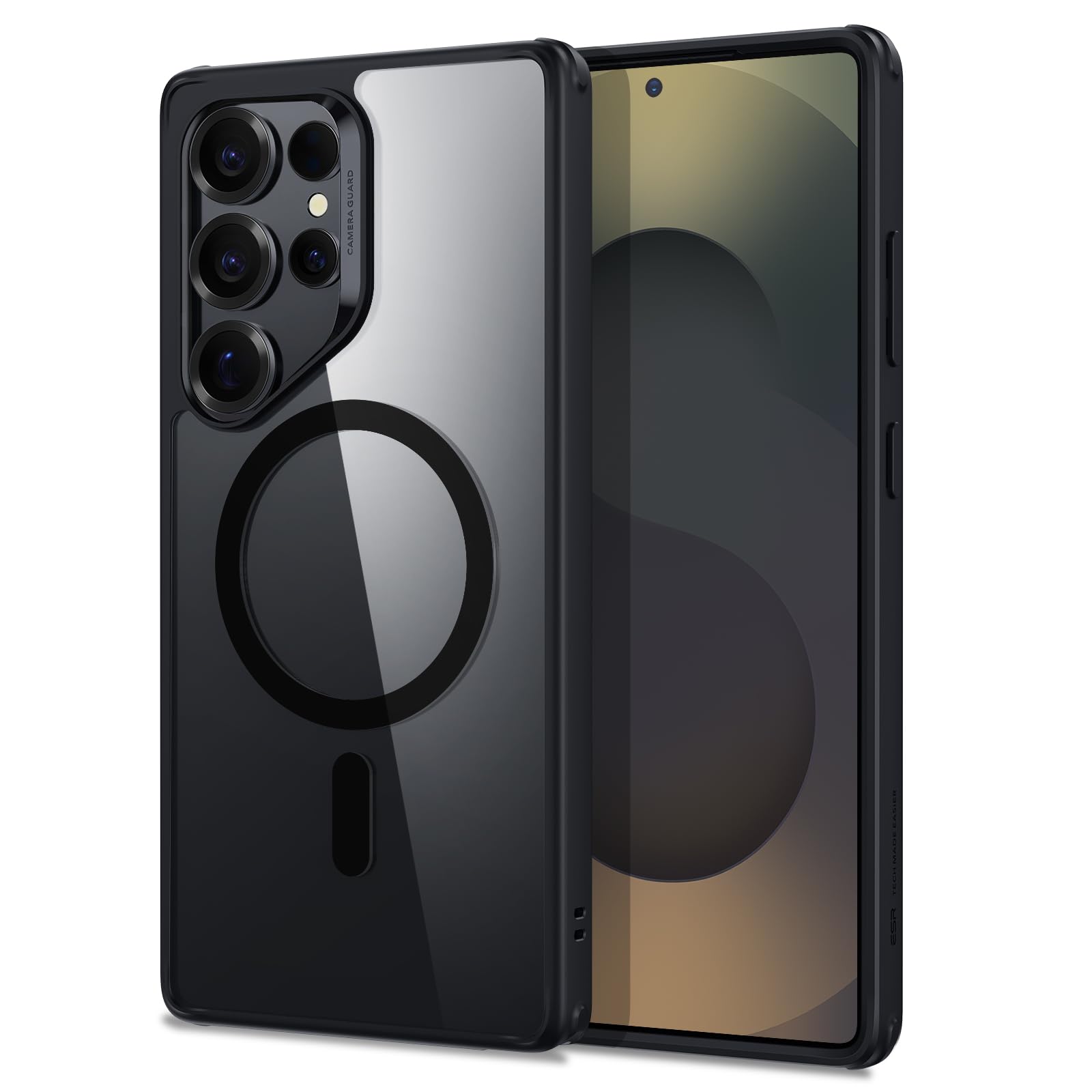 مناسب برای Samsung Galaxy S25 Ultra Case، سازگار با MagSafe، محافظت نظامی، مدل Classic Hybrid Case (HaloLock)، سیاه شفاف S25 Ultra