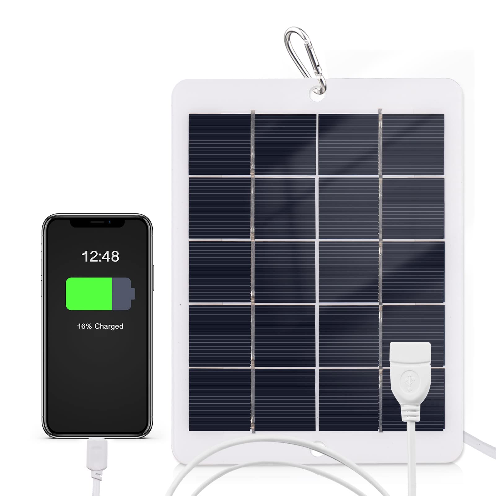 شارژر خورشیدی پاور بانک، 3 وات 5 ولت شارژر خورشیدی قابل حمل ضدآب برای کمپینگ با رابط USB برای شارژ گوشی های همراه مینی