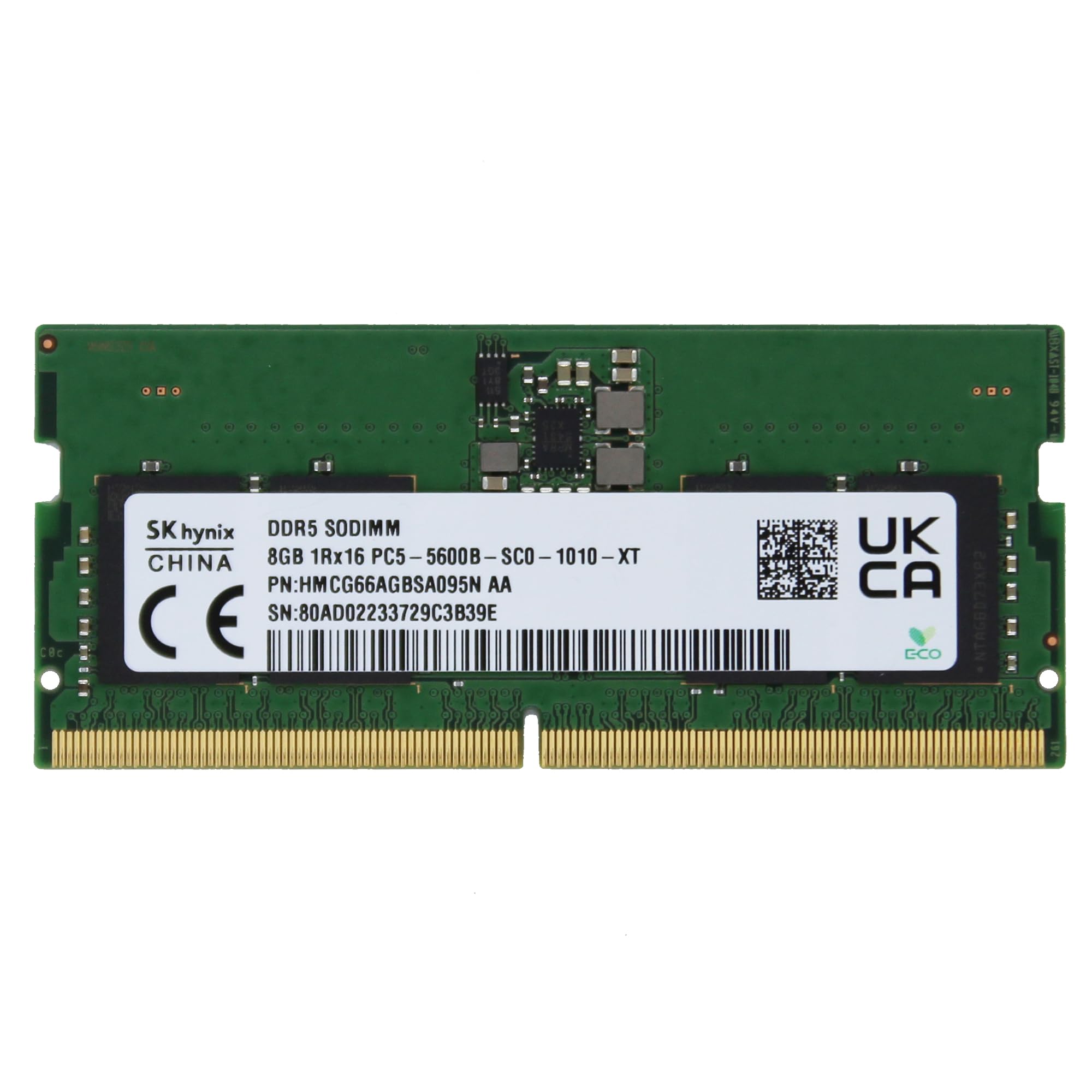 حافظه RAM لپتاپ SK Hynix 8GB (1x8GB) DDR5 با سرعت 5600MHz PC5-44800 SODIMM 1Rx16 CL46 1.1v HMCG66AGBSA095N. ماژول حافظه یادگیری Adamanta (8GBx1) 8GB سازگار با حافظه SK Hynix با سرعت 5600MHz Memory