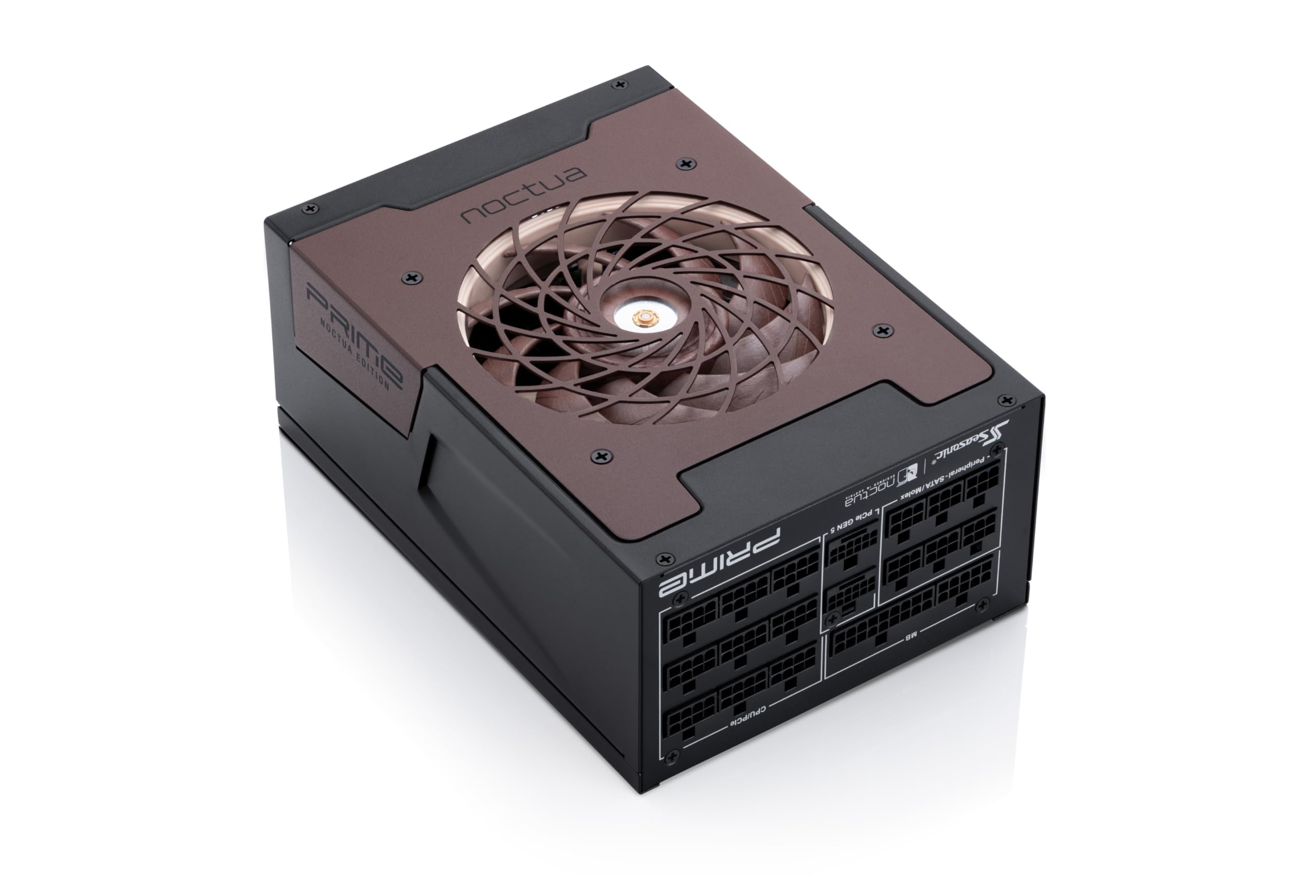 منبع تغذیه کامپیوتر Seasonic Prime TX-1600 Noctua Edition، 1600 وات کاملا مدولار، بسیار ساکت، با کارایی 80 Plus Titanium ATX 3.1 (سیاه/قهوه ای)، همراه با کابل برق AC آمریکایی