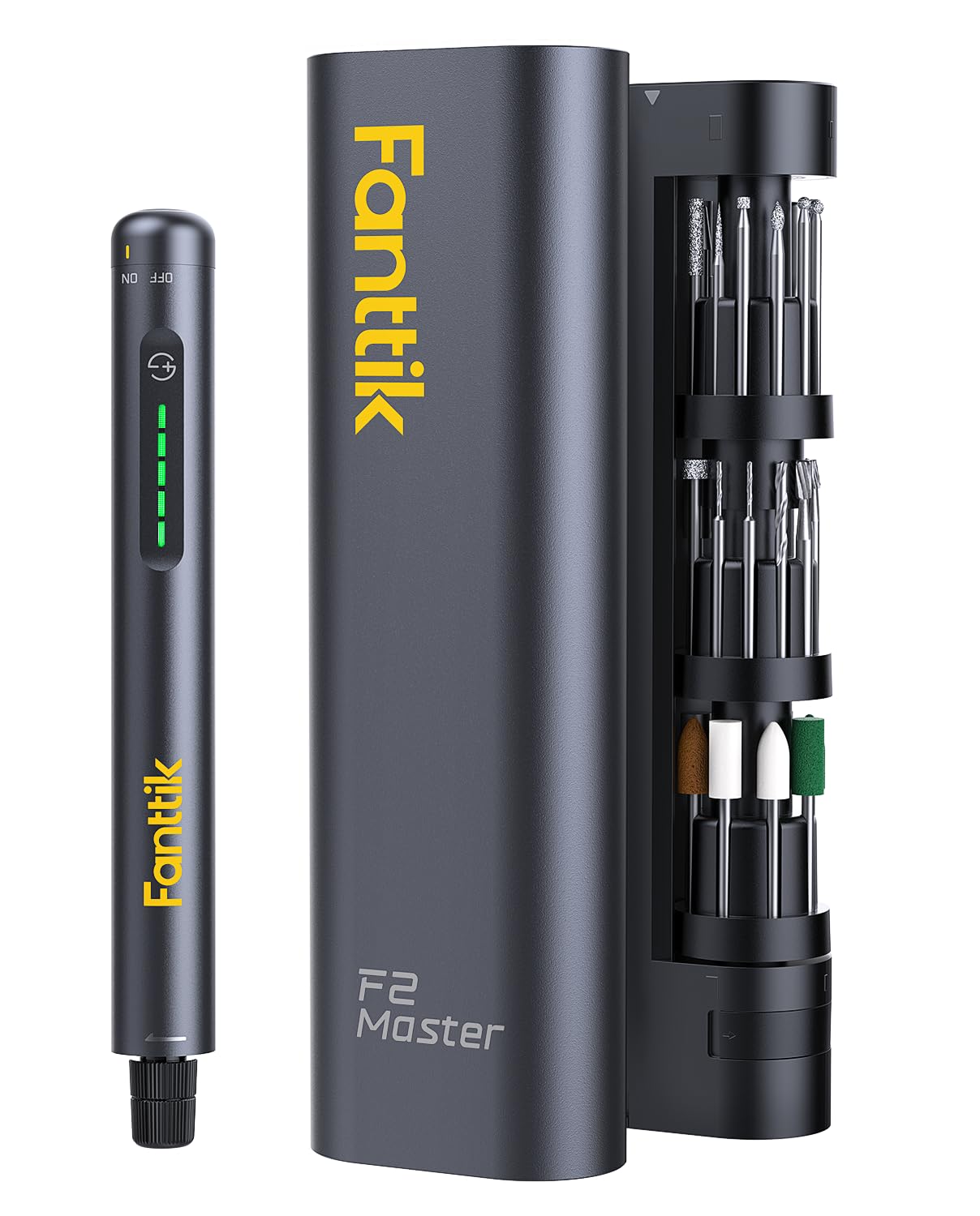 Fanttik F2 Master Mini Cordless Rotary Tool Kit 4V، با موتور بدون تسمه، 5 سرعت متغیر، 25000 دور در دقیقه، با شفت Revostor، 35 لوازم جانبی، ابزار قدرتمند برای سنبه، افشانه، حفاری، حکاکی، صنایع دستی DIY