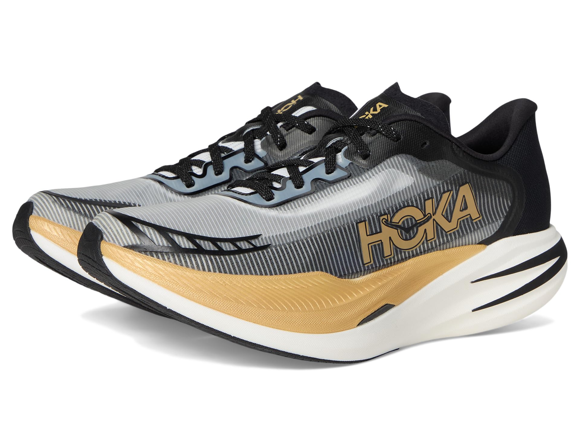 کفش ورزشی یونی‌سکس HOKA Cielo X1 2.0 برای زنان و مردان شماره ۹.۵ مردانه / ۱۰.۵ زنانه مشکی / طلایی