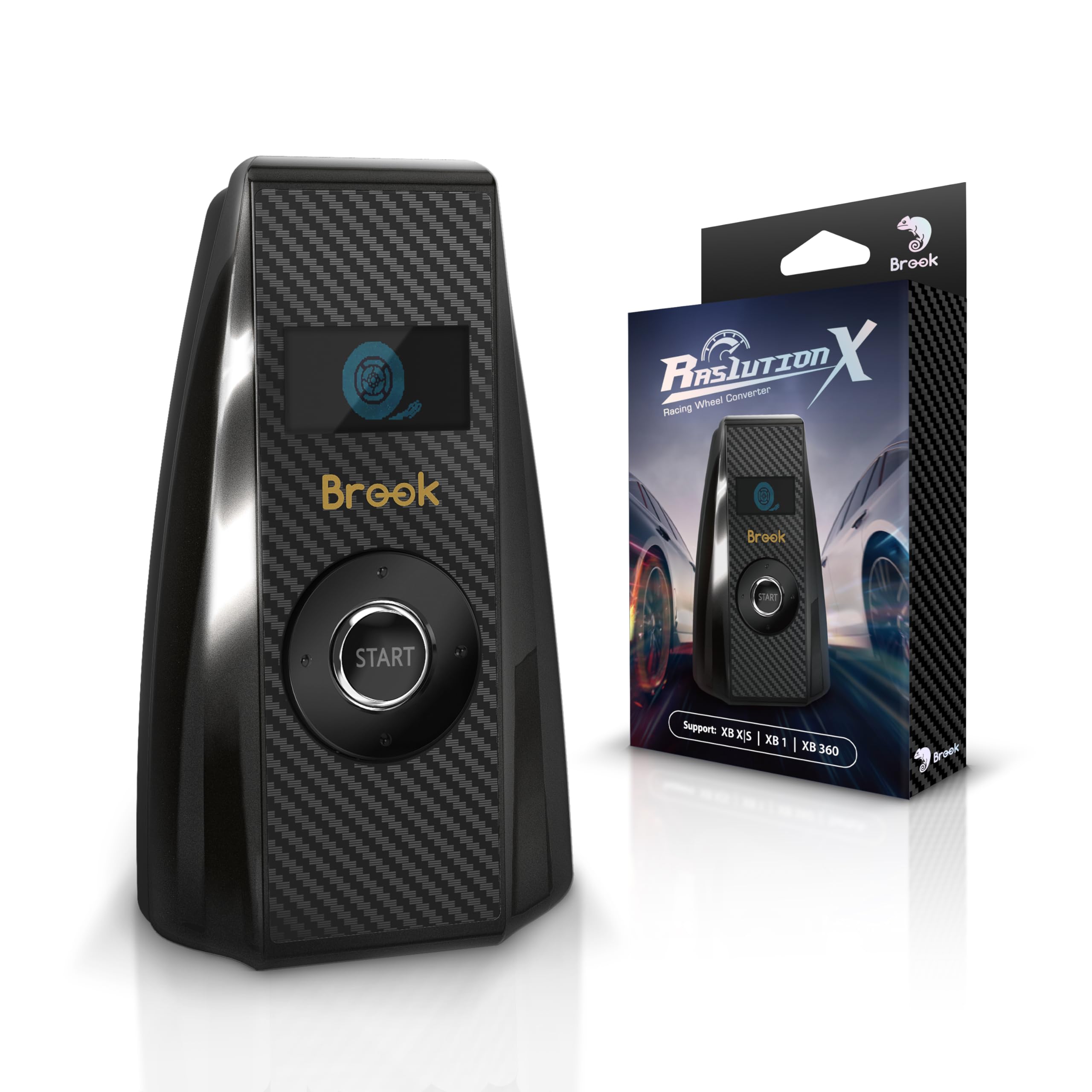 پورت تبدیل کننده دسته بازی ریسینگ Brook Ras1ution X - جایگزین برای ایکس باکس سری X|S، ایکس باکس وان، ایکس باکس ۳۶۰ | ۶۰+ فرمان‌های رانندگی پشتیبانی شده | بازخورد نیرو و کنترل از طریق اپلیکیشن