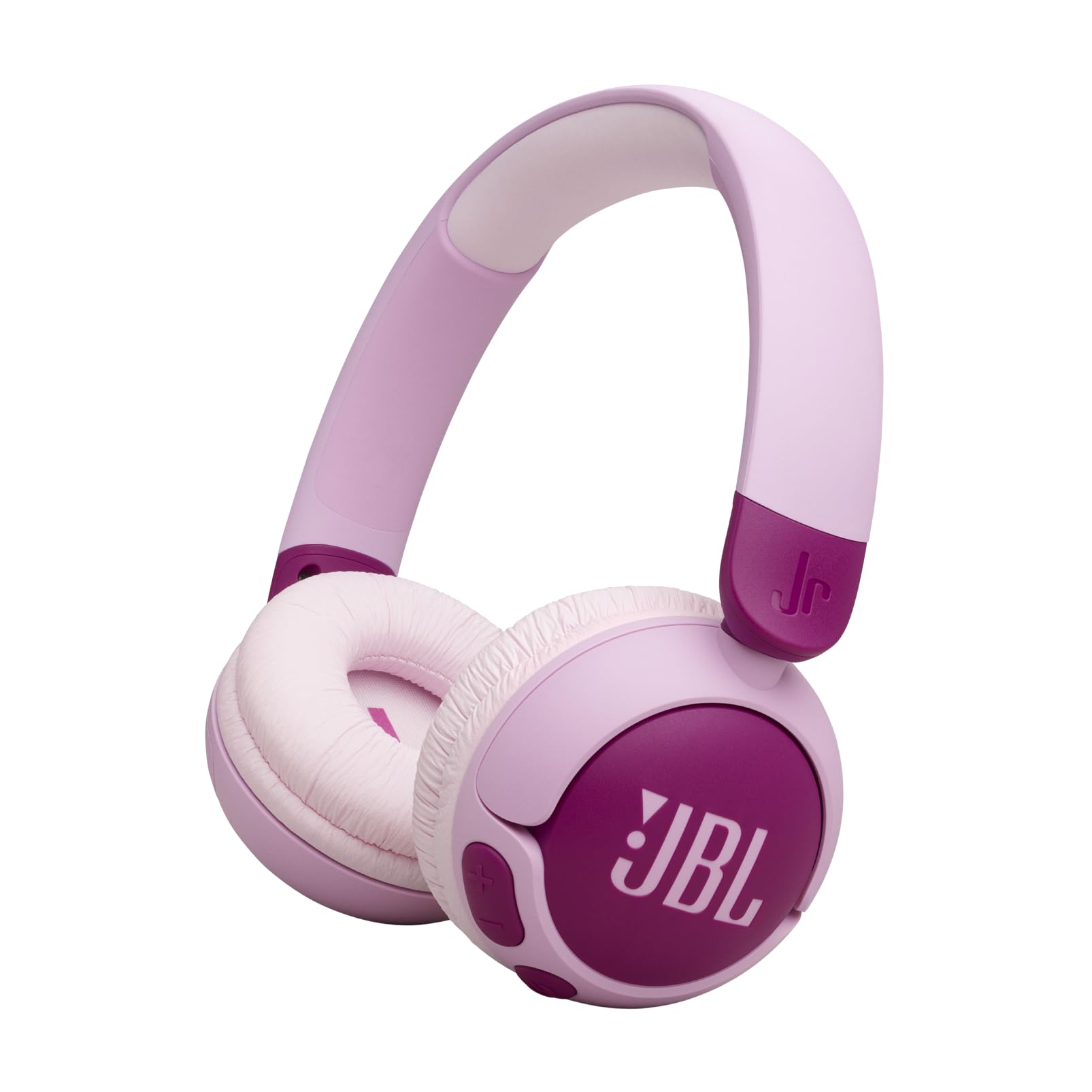 هدفون بلوتوث بی‌سیم JBL Junior 320 BT On-Ear با میکروفون داخلی برای کودکان، پخش 50 ساعته، صدای ایمن، حجم پایین، عملکرد آسان و مجموعه استیکر، ارغوانی - JBLJR320BTPUR Jr 320BT ارغوانی