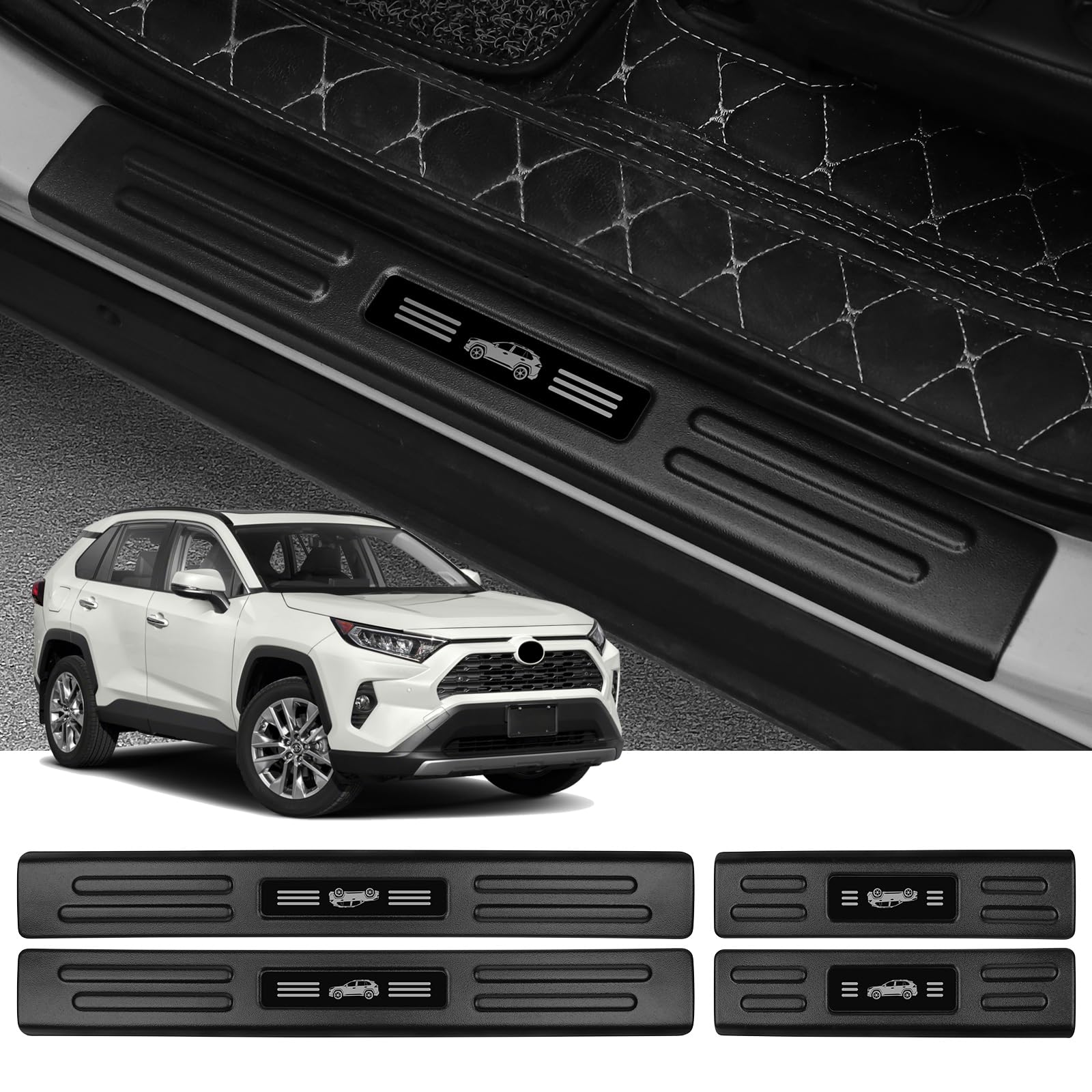 4 عدد حفاظ محافظ در لبه درب برای تویوتا RAV4 مدل‌های 2025 تا 2019 لوازم جانبی مشکی مات ABS مواد مقاوم جلو و عقب پا درب خودرو محافظ پاشنه برای تویوتا RAV4 مدل‌های 2019 تا 2025
