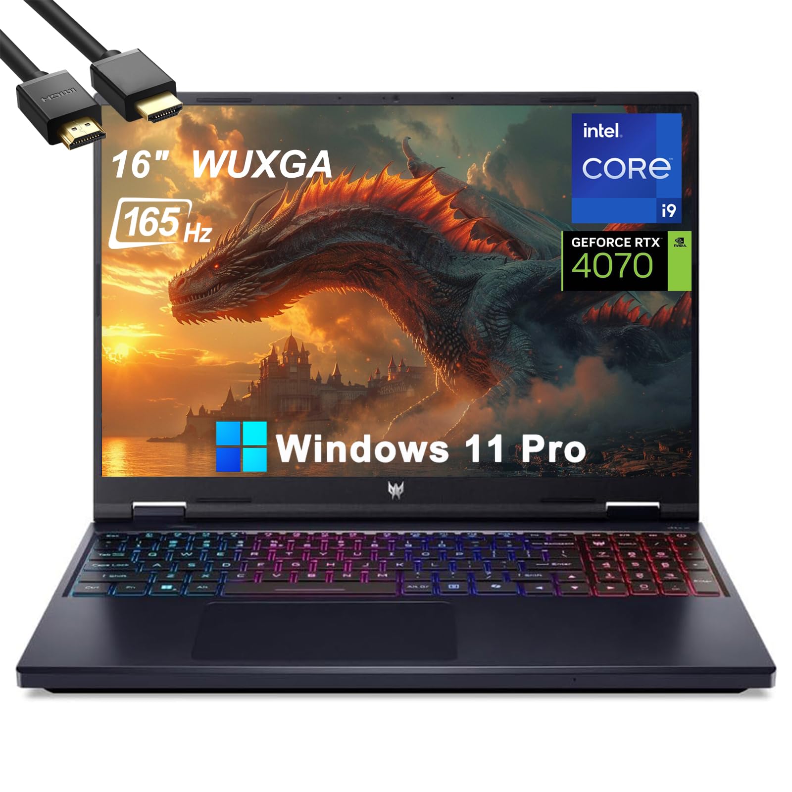 این لپ تاپ گیمینگ Acer Predator Helios Neo 16 AI حاوی صفحه نمایش 16 اینچی با فرکانس تازه 165Hz می‌باشد. این لپ تاپ دارای پردازنده 24 هسته ای اینتل ژن 14 مدل i9-14900HX با فرکانس 5.80 گیگاهرتز، کارت گرافیک GeForce RTX 4060، 64 گیگابایت حافظه RAM نوع DDR5، 1 ترابایت حافظه داخلی SSD و صفحه کلید با نور پس‌زمینه RGB می‌باشد. این لپ تاپ دارای ویندوز 11 پرو و کابل HDMI نیز است.