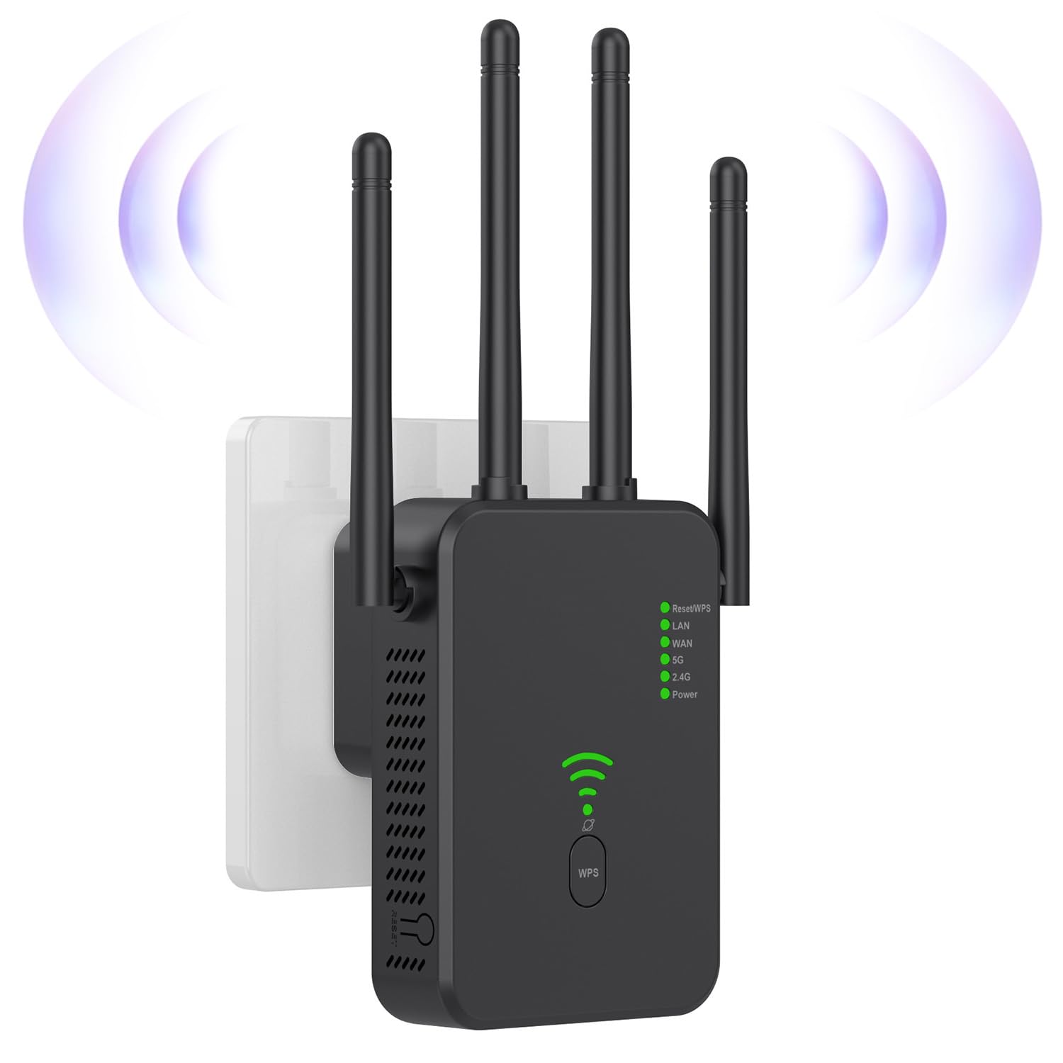 تقویت‌کننده محدوده WiFi Necomi، مسیریاب بی‌سیم 300M، تکرار کننده WiFi، باند دوگانه AC 2.4 ضد‌تداخل، عملکرد WPS اتصال با یک کلیک، قادر به اتصال همزمان به اینترنت سیمی/بی‌سیم دسکتاپ است 300M-مشکی