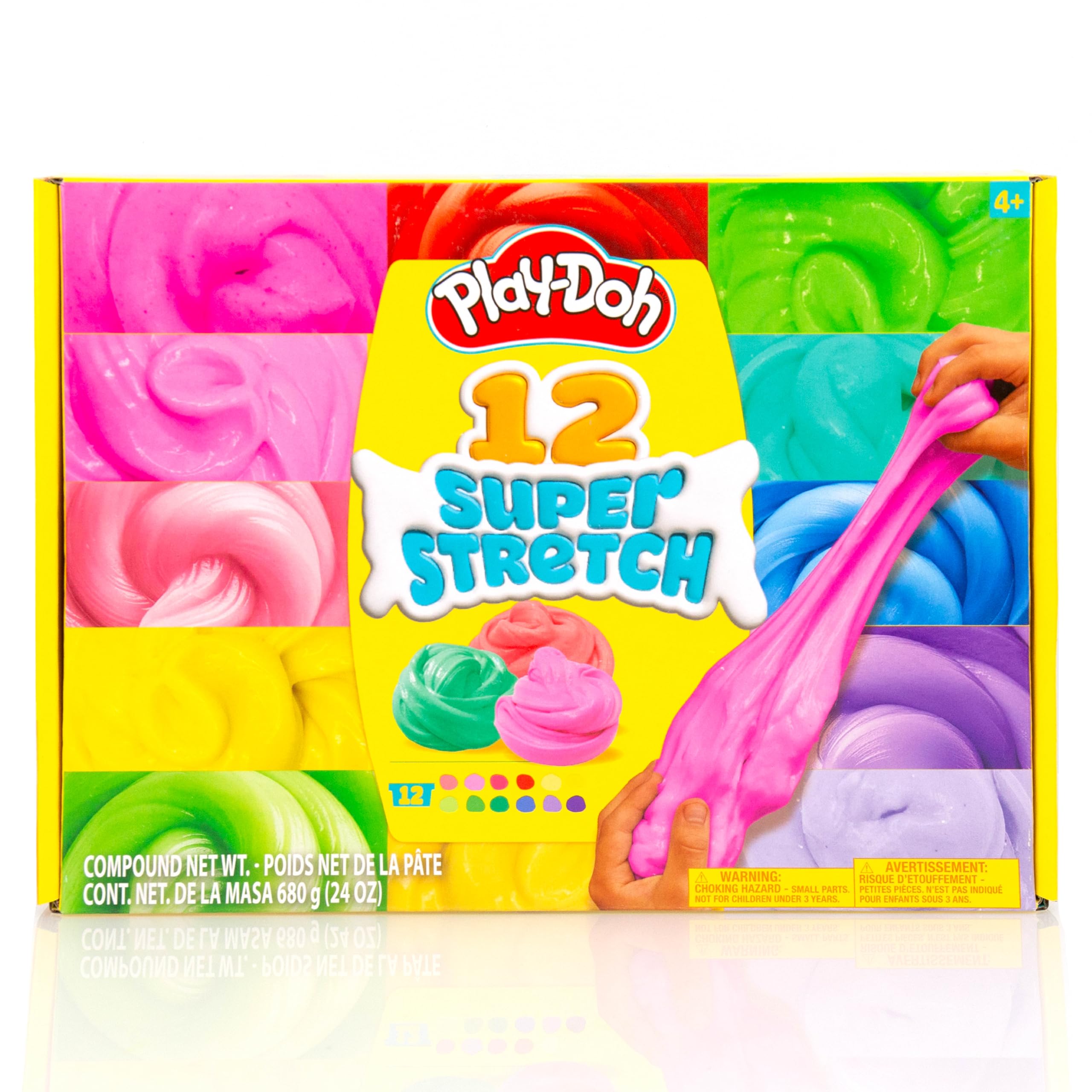 بسته ۱۲ تایی Play-Doh Super Stretch Variety Kit، هدایای کودکانه، اسباب بازی محبوب، جوایز مهمانی برای ۸-۱۲ سال، بسته ۱۲ تایی اسباب بازی Super Stretch