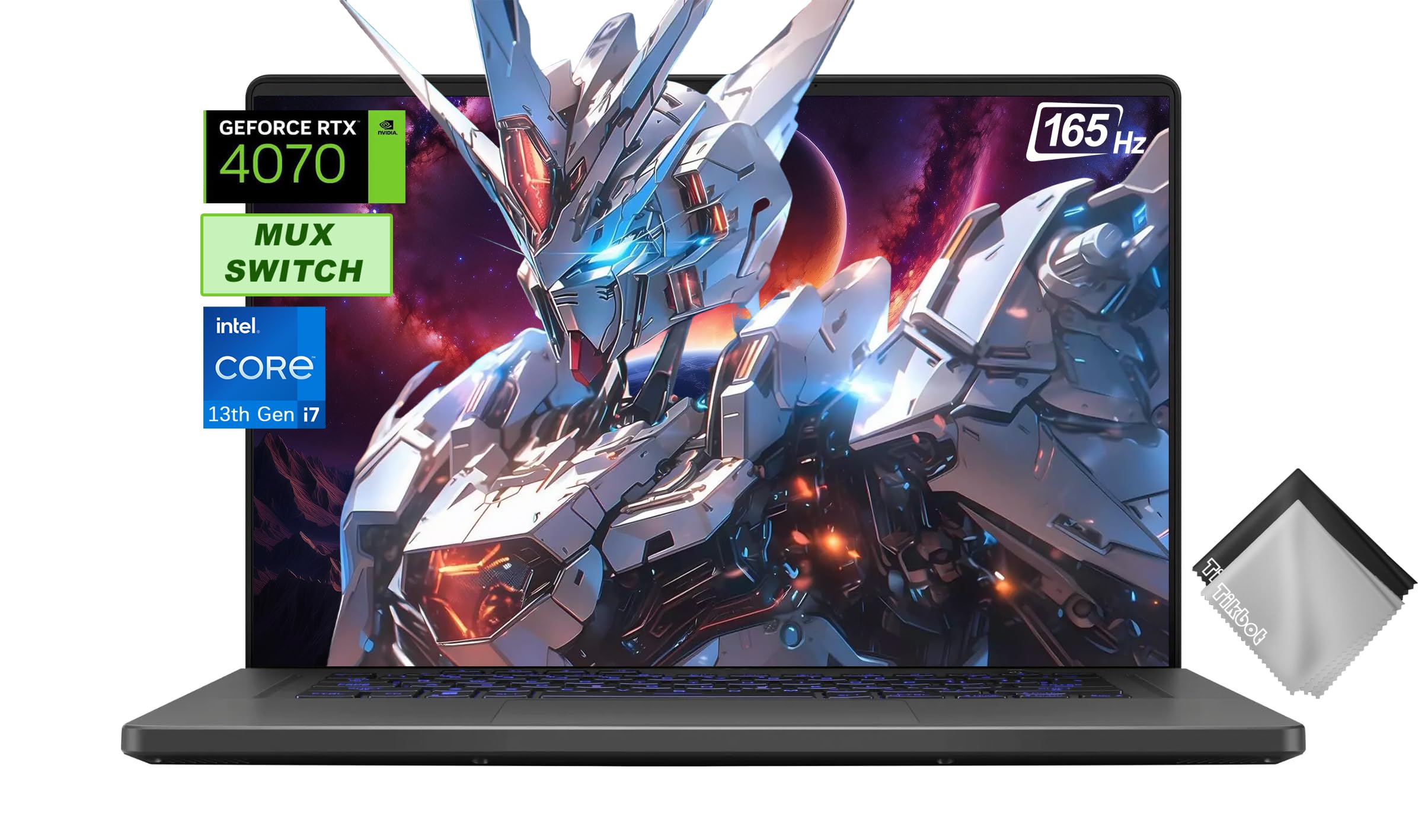 لپتاپ بازی ASUS ROG Zephyrus G16-16 اینچی 165Hz FHD (1920x1080) -Intel نسل 13 Core i7-13620H-NVIDIA GeForce RTX 4070-Thunderbolt 4-MUX Switch، با پارچه (48GB RAM | 2TB PCIe SSD)
