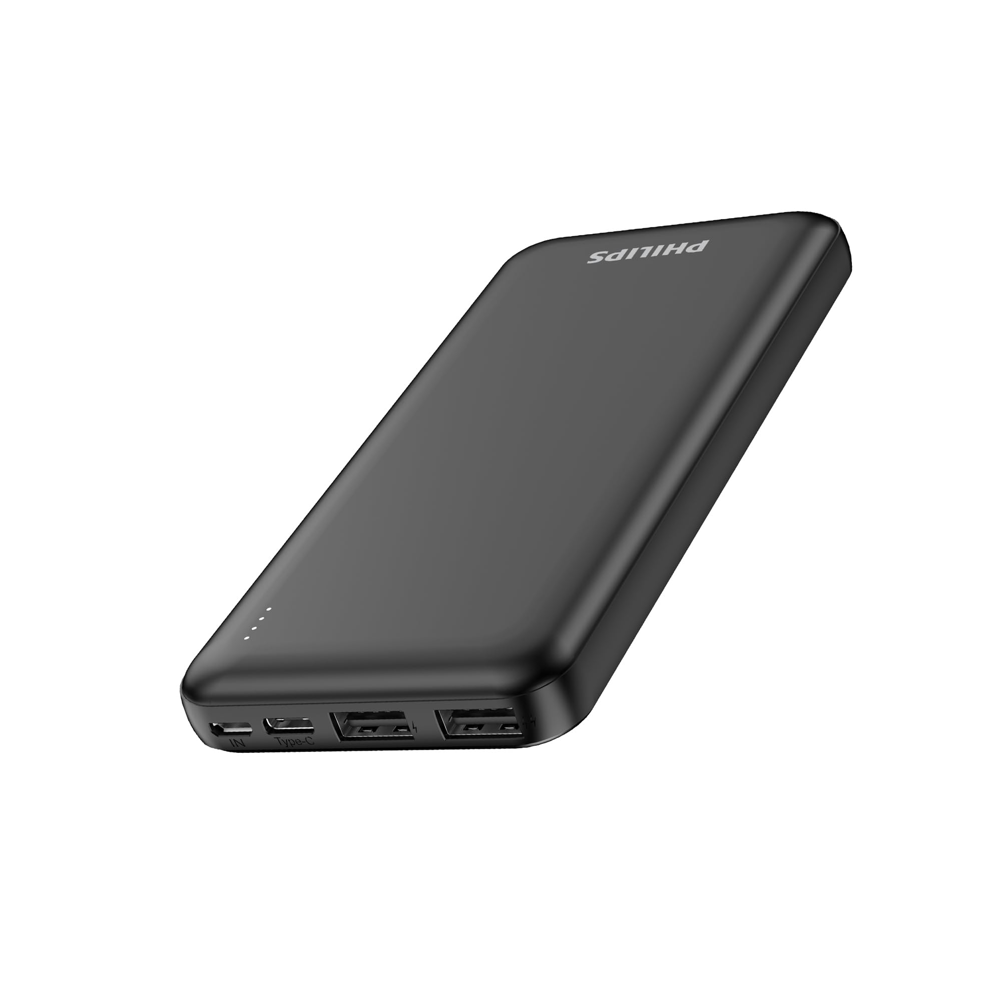 پاور بانک کوچک 10000 میلی‌آمپر فیلیپس با دو پورت USB-A و USB-C، رنگ مشکی