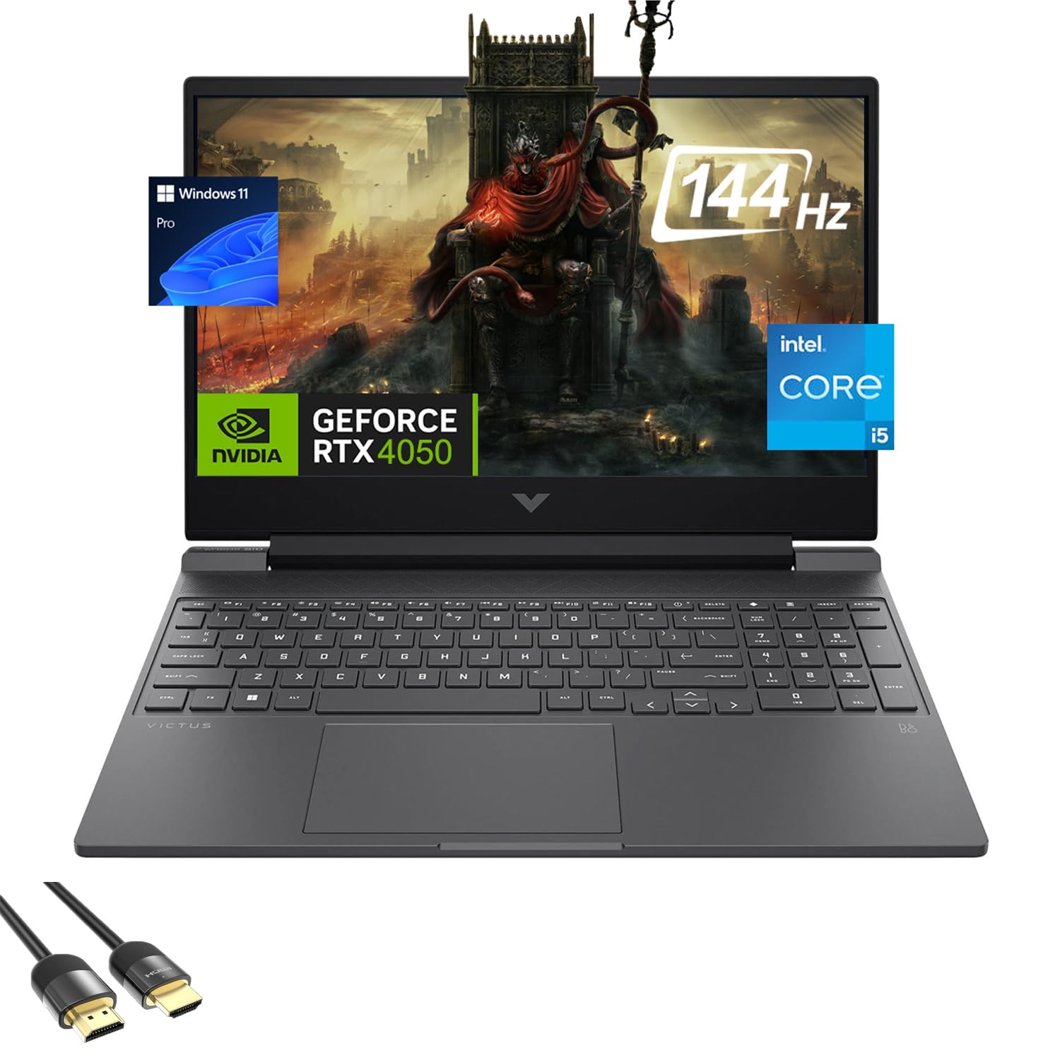لپ تاپ بازی HP Victus، 15.6 اینچ 144Hz FHD، i5-13420H هشت هسته ای، GPU NVIDIA RTX 4050 6GB، 32GB RAM، 2TB SSD، صفحه کلید نور دار، WiFi 6، وب‌کم، کی‌پد، USB-C، کابل HDMI PDG، نسخه KB آمریکایی، ویندوز 11 پرو (ارتقا یافته) 32GB RAM | 2TB SSD
