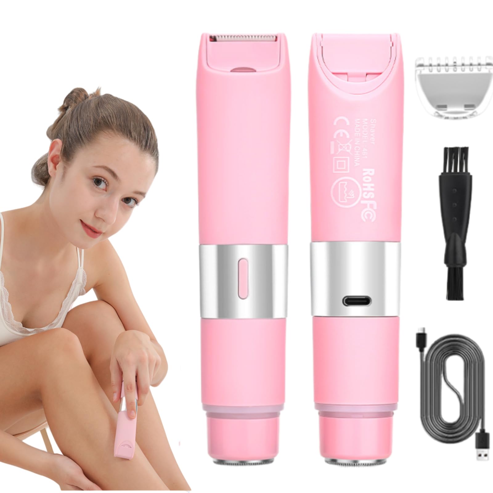 double-headed hair remover برای زنان، epilator قابل شارژ، رفع موهای بدن برای صورت، خط بیکینی، زیر بغل، بازوها، پا