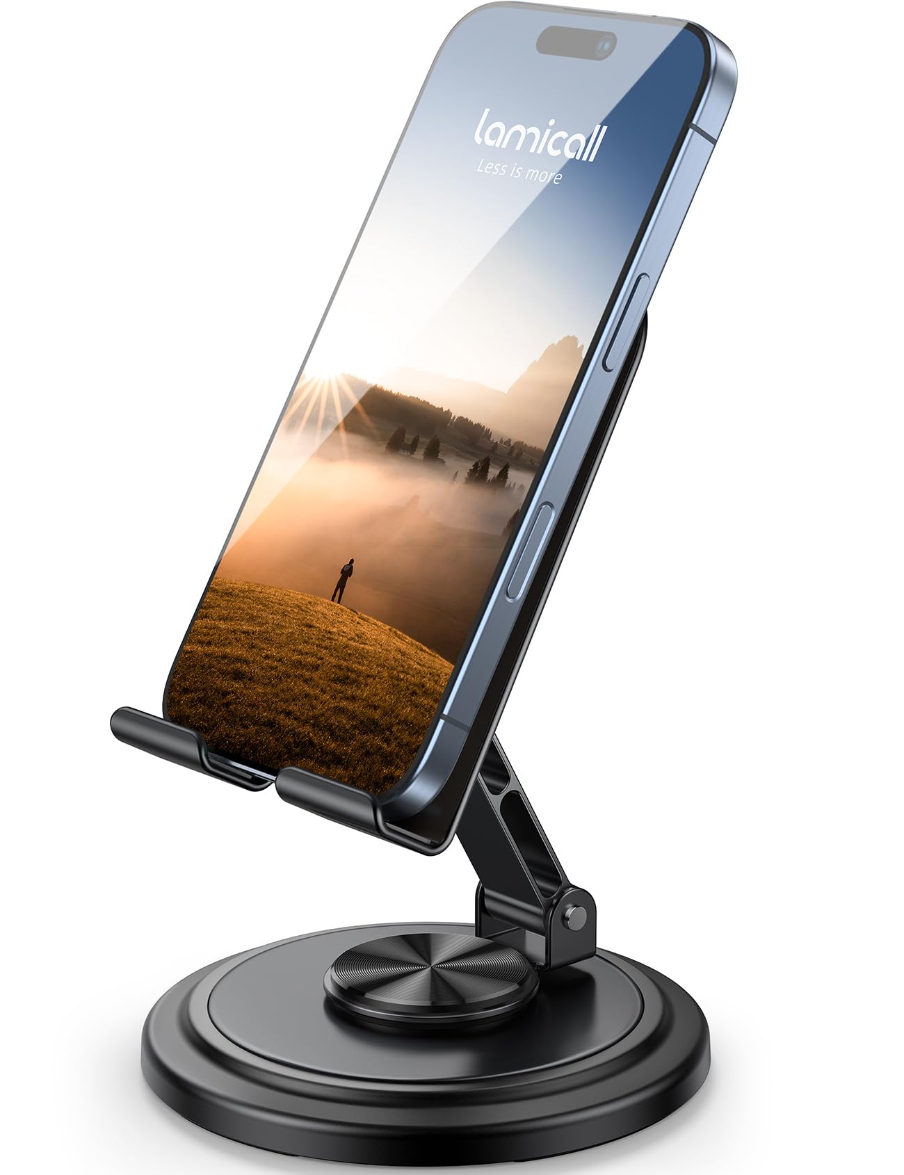 پایه تلفن قابل تنظیم Lamicall برای میز - نگهدارنده تلفن همراه قابل چرخش 360 درجه، قابل تاشده میز تلفن همراه قابل حمل، لوازم جانبی میز اداری برای 14 15 16 17 پرو مکس پلاس ایر، دستگاه های 4-10 اینچ، آیپد مینی AE