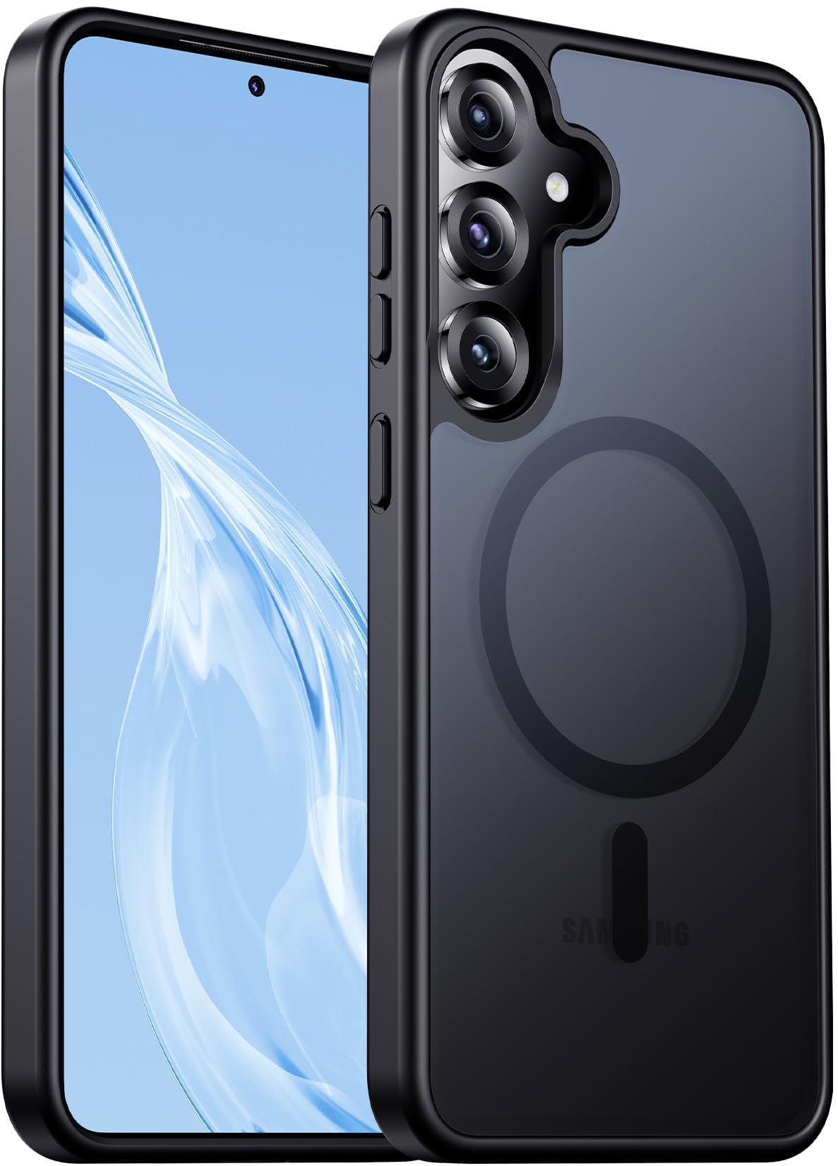 قاب محافظ قوی مغناطیسی برای Samsung Galaxy A56 5G، سازگار با شارژ مغناطیسی، ظریف، نیمه شفاف، محافظت در برابر سقوط نظامی با کیفیت مغناطیسی مستحکم (مشکی، Samsung Galaxy A56 5G) Samsung Galaxy A56 5G مشکی