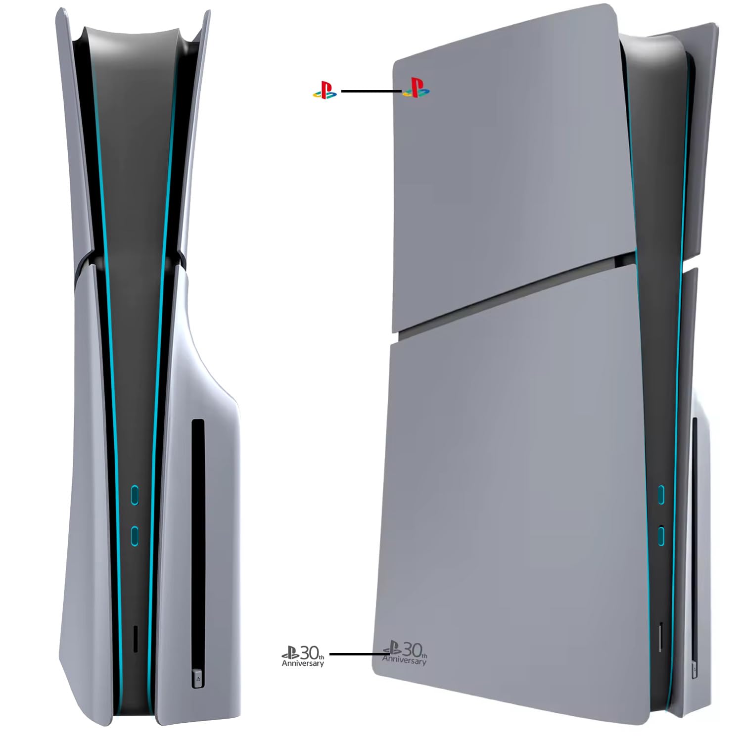 محصول ElitePlay 30th Anniversary Grey PS5 Slim Disc Faceplates Cover Case Replacement برای Playstation 5 Slim Model Disc Edition