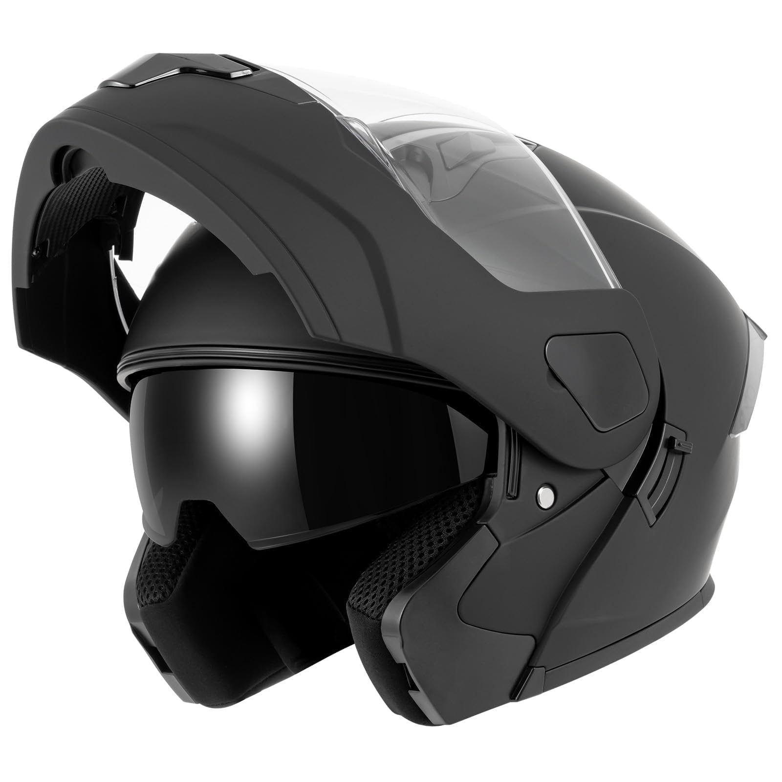 SPARK DOT Approved Modular Flip-Up Dual Visor Motorcycle Full Face Helmet for Adults Men & Women Black/White S