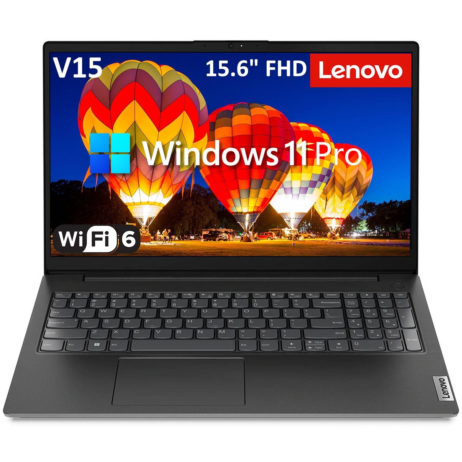 لپ تاپ تجاری Lenovo V15، نمایشگر ۱۵.۶ اینچی FHD، پردازنده دو هسته‌ای اینتل، ۱۶ گیگابایت رم DDR4، ۱ ترابایت حافظه جامد PCIe SSD، WiFi ۶، بلوتوث ۵.۲، پورت RJ-45، Type-C، HDMI، کیبورد عددی، رنگ مشکی، ویندوز ۱۱ پرو، همراه با ۱۶ گیگابایت رم و ۱ ترابایت حافظه جامد PCIe SSD اضافی.