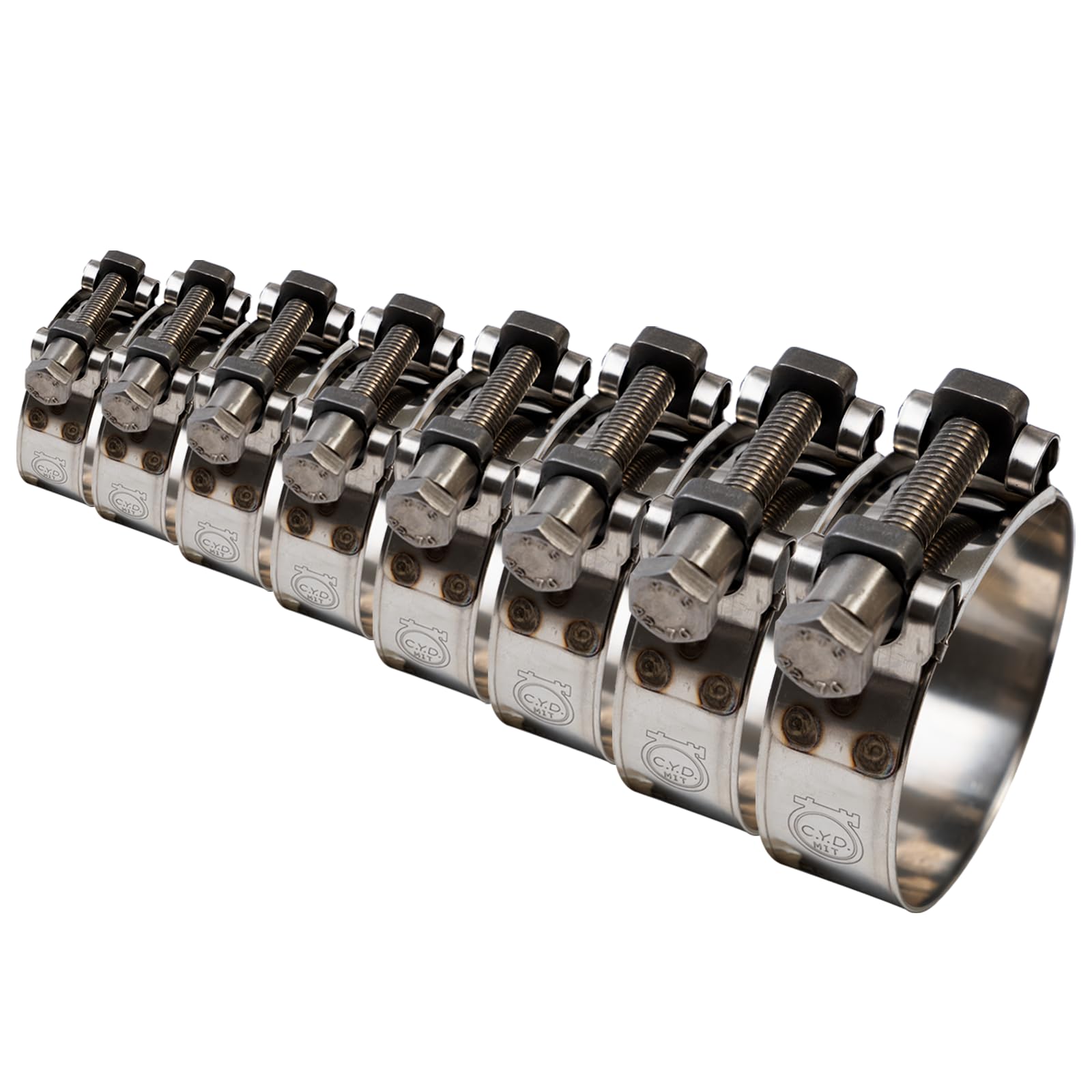 مجموعه کلمپ خودکار TT Heavy Duty Hose Clamp، استیل 304 T-Bolt، قابل تنظیم ۳/۴"-۱-۱۱/۱۶" (۱۷-۴۳ میلی‌متر)، ۸ اندازه، مجموعه ۸ تایی برای استفاده در خودروسازی، لوله‌کشی و باغبانی