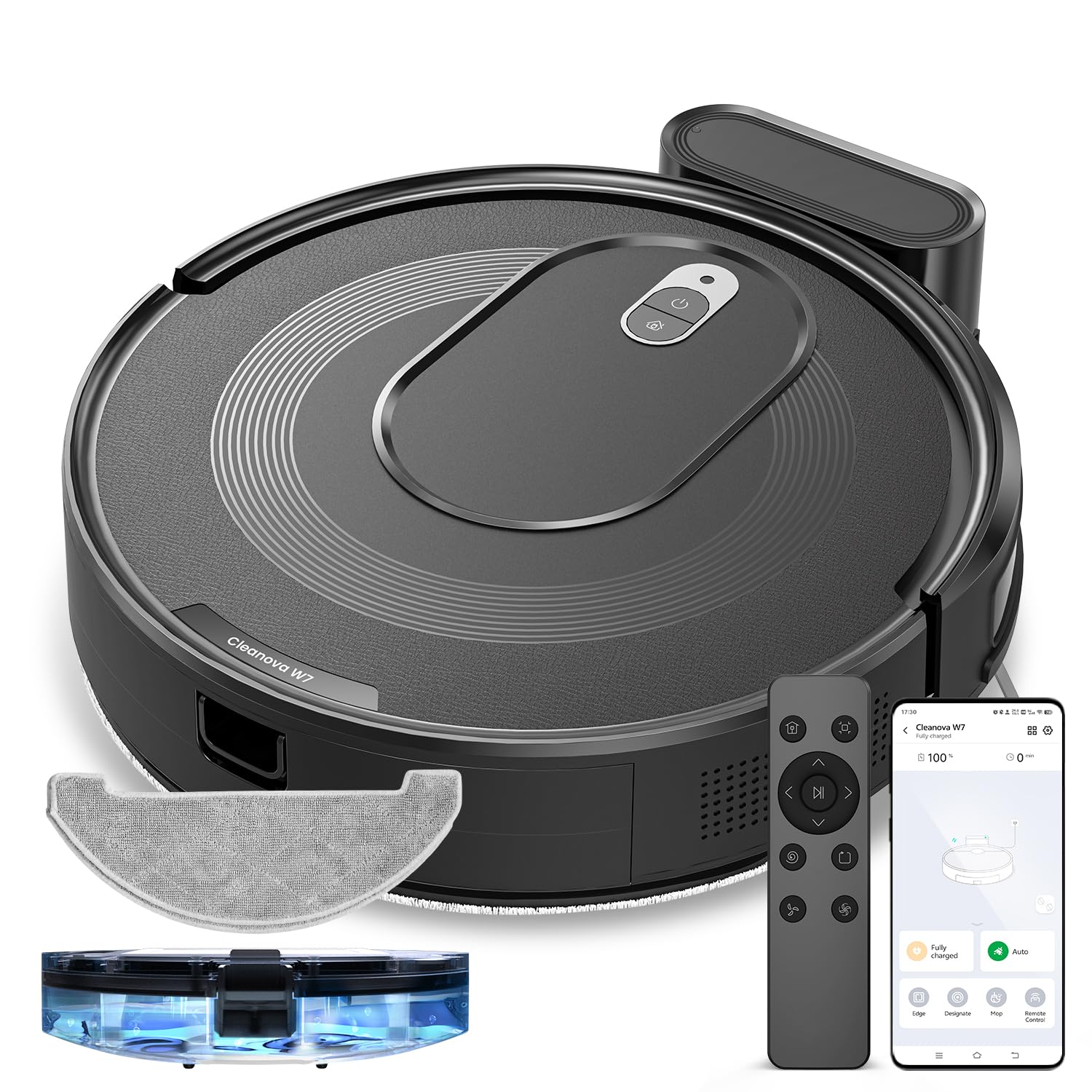 واکوم کننده روباتیک Vexilar W7 با ماپ، 2 در 1 با جذب قوی 4000 پاسکال، کنترل از راه دور/الکسا/اپلیکیشن/کنترل صوتی، شارژ خودکار، واکوم روباتیک برای موهای حیوانات خانگی، کف‌های سخت، موکت متوسط