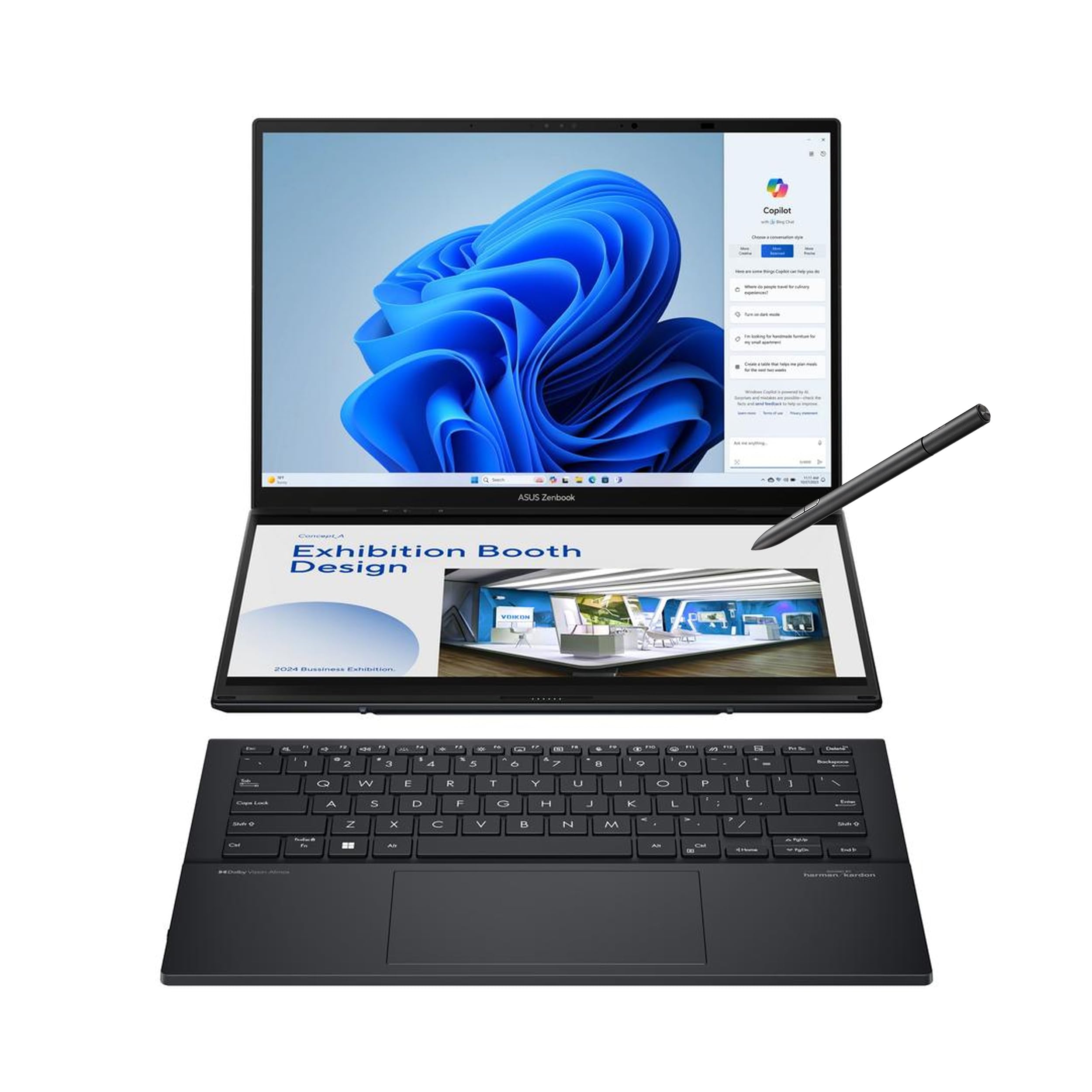 لپ تاپ ASUS Zenbook DUO ، نمایشگر لمسی OLED 3K 120Hz دوگانه 14 اینچی ، Evo ، Intel Core Ultra 9 285H ، گرافیک Intel Arc ، 32 گیگابایت رم ، 1 ترابایت حافظه‌ی جامد SSD ، ویندوز 11 ، UX8406CA-PS99T