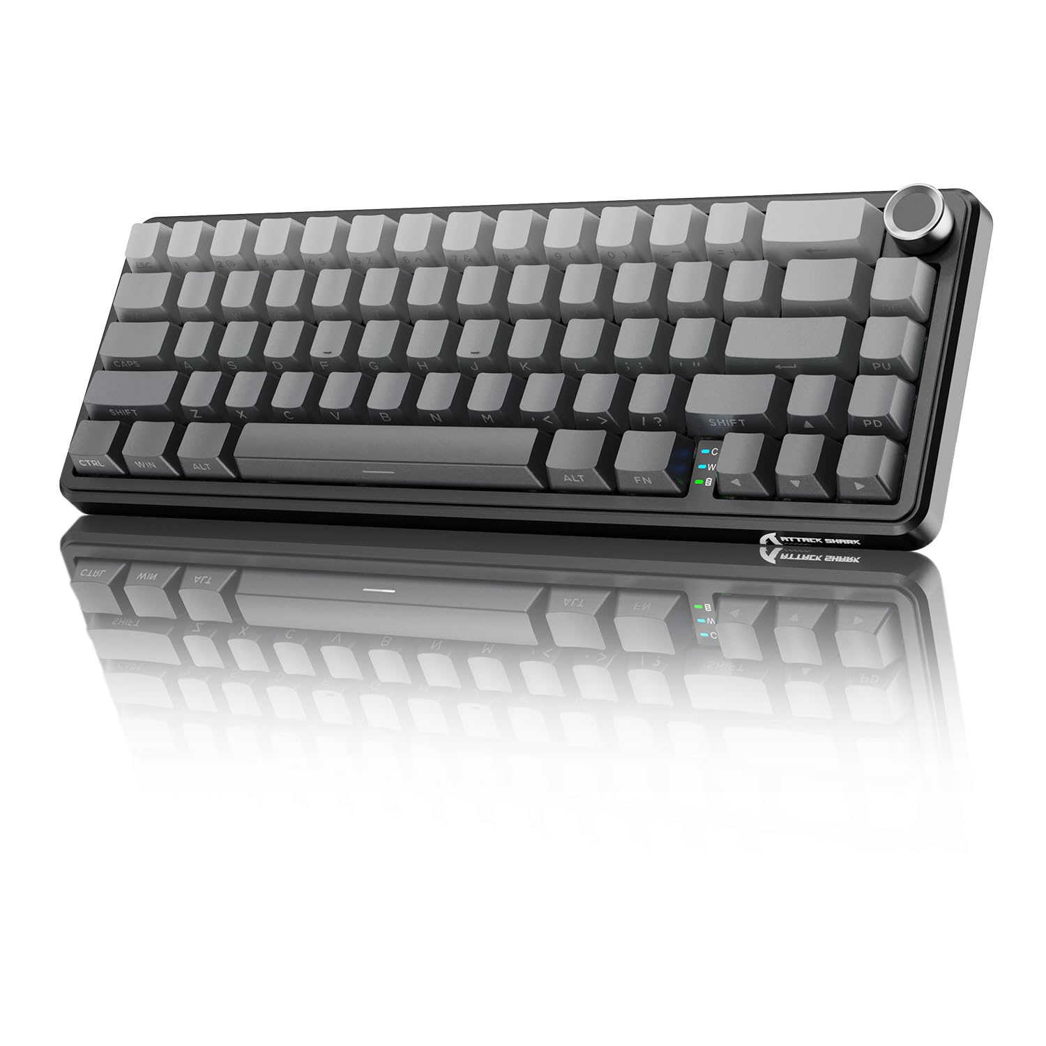 کیبورد مکانیکی بی‌سیم MAMBASNAKE X Attack Shark X66 65% با نوب، کیبورد بازی RGB 60 درصد، BT/2.4G/USB-C، سوییچ خطی، کلیدهای PBT چاپ شده سمت لرزشی شبانه