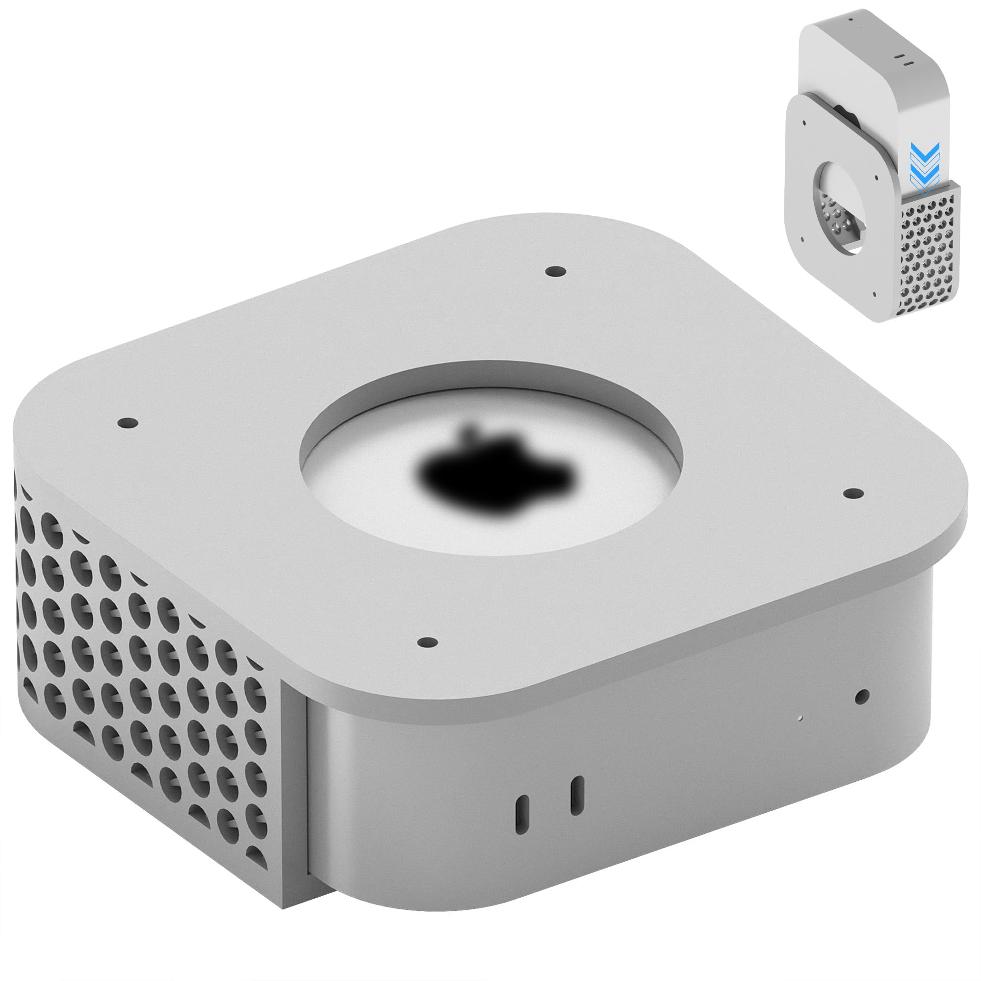 میز زیر میز کامپیوتری Geekria، سازگار با Apple 2024 Mac Mini M4 / 2024 Mac Mini M4 Pro، نگهدارنده مانیتور چاپ‌شده سه‌بعدی - نگهداری دیواری - استند VESA - لوازم جانبی (نقره ای)