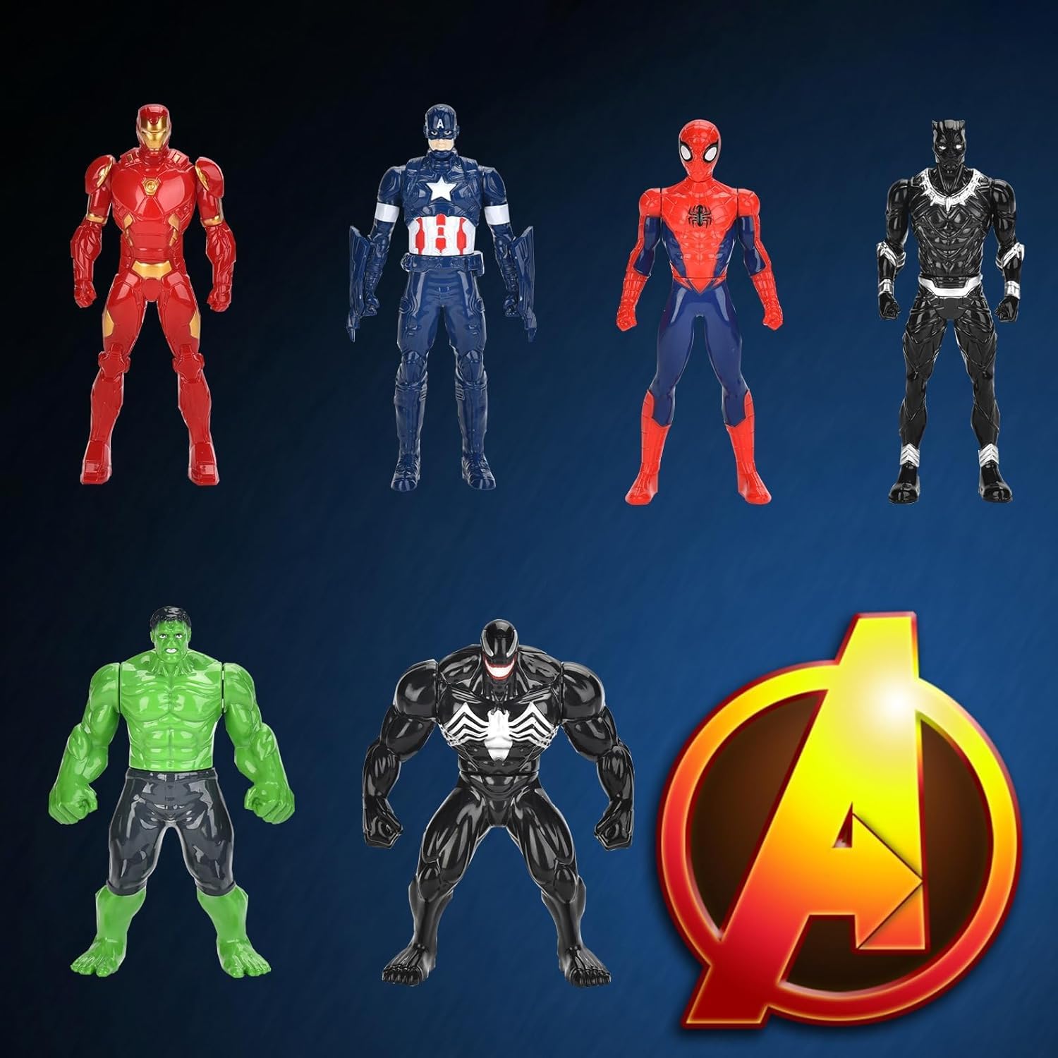 SHAHNARO Super Hero Action Figures 6-Pack – Toys Gift Set with Iron Man, Hulk, Captain America, Venom, SpiderMan Toy – Birthday Gift for Kids Ages 4+ 6 Pack Action Figure