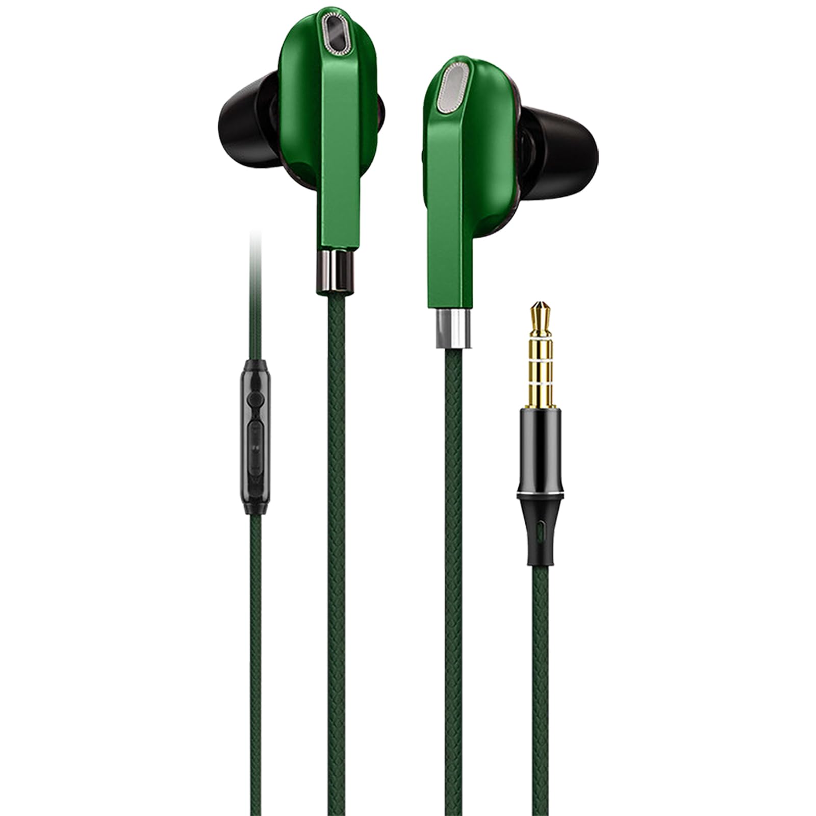 هدفون‌های Earbuds سیم‌دار YUELER با میکروفون ورودی ۳.۵ میلی‌متر برای مکالمات ویدیویی تلفن همراه - رنگ سبز