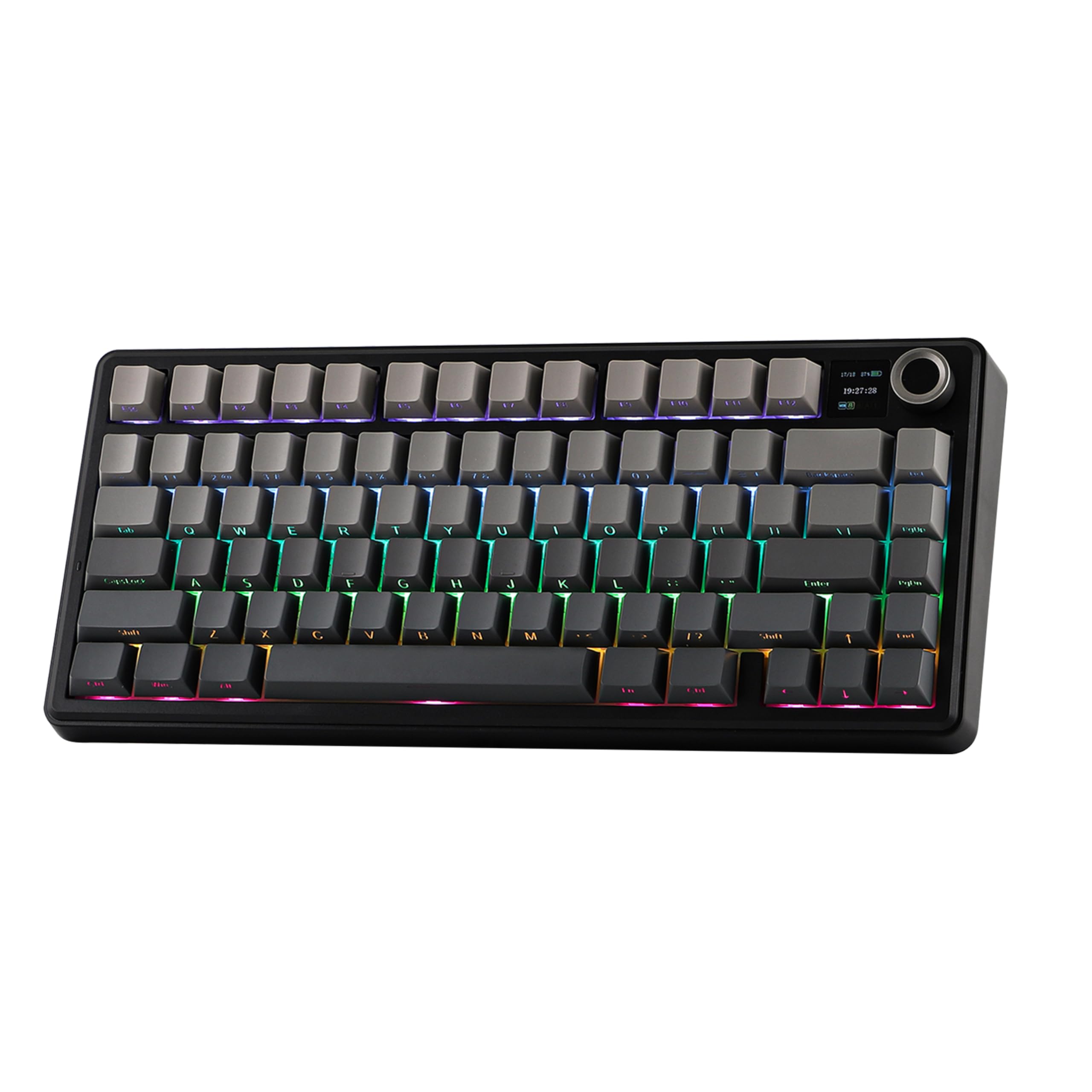 کیبورد بازی بی‌سیم EPOMAKER X AULA F75 MAX، صفحه نمایش TFT، دسته، قابل تعویض سریع، 2.4 گیگاهرتز/تایپ-سی/بلوتوث 5.0، کرمی گسکت، برای کامپیوتر/مک/دفترکاری/بازی (چشمه سیاه)