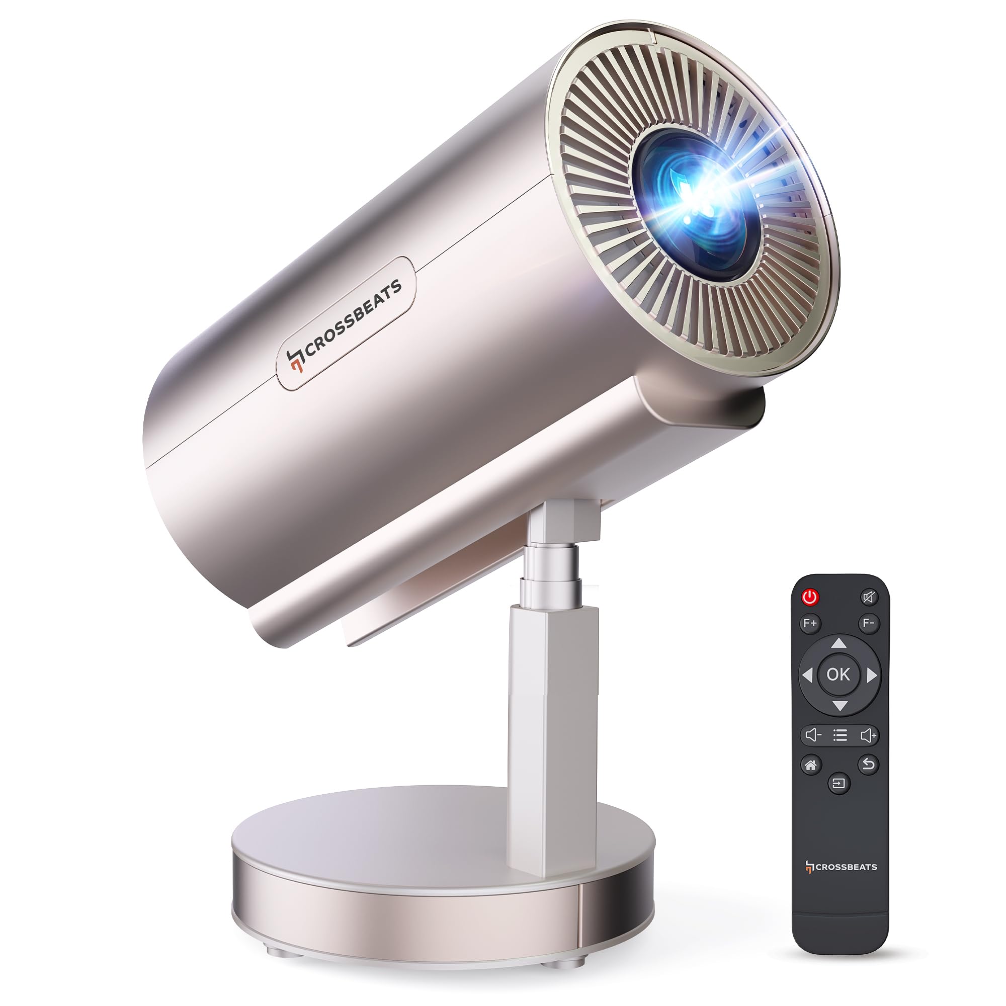 کراسبيتس لومکس پروژکتور هوشمند 4k Ultra HD | پروژکتور کوچک برای اتاق با پشتیبانی 1080P | تا 14000 لومن آندروید 13 داخلی نتفلیکس ، پرایم ، یوتیوب طراحی قابل حمل 720P ، بلندگو WiFi نمایش گسترده 300 "لومکس گلد