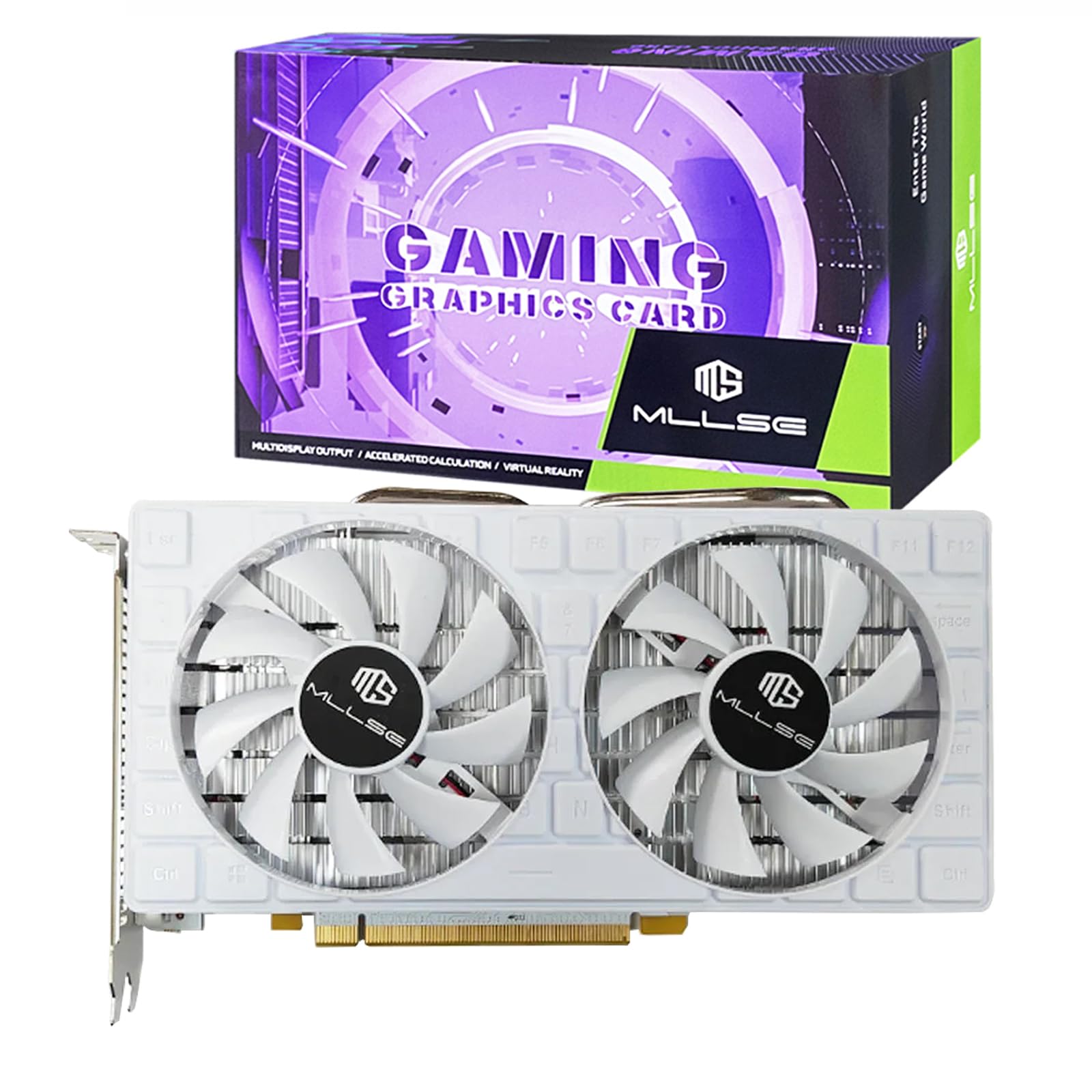 Mllse RX580 8GB کارت گرافیک 2048SP، GDDR5 256bit کارت گرافیک کامپیوتر با دو فن دوگانه 1284MHz هسته ساعت، PCI Express 3.0 کارت گرافیک بازی، DVI HDMI DP دسکتاپ سفید