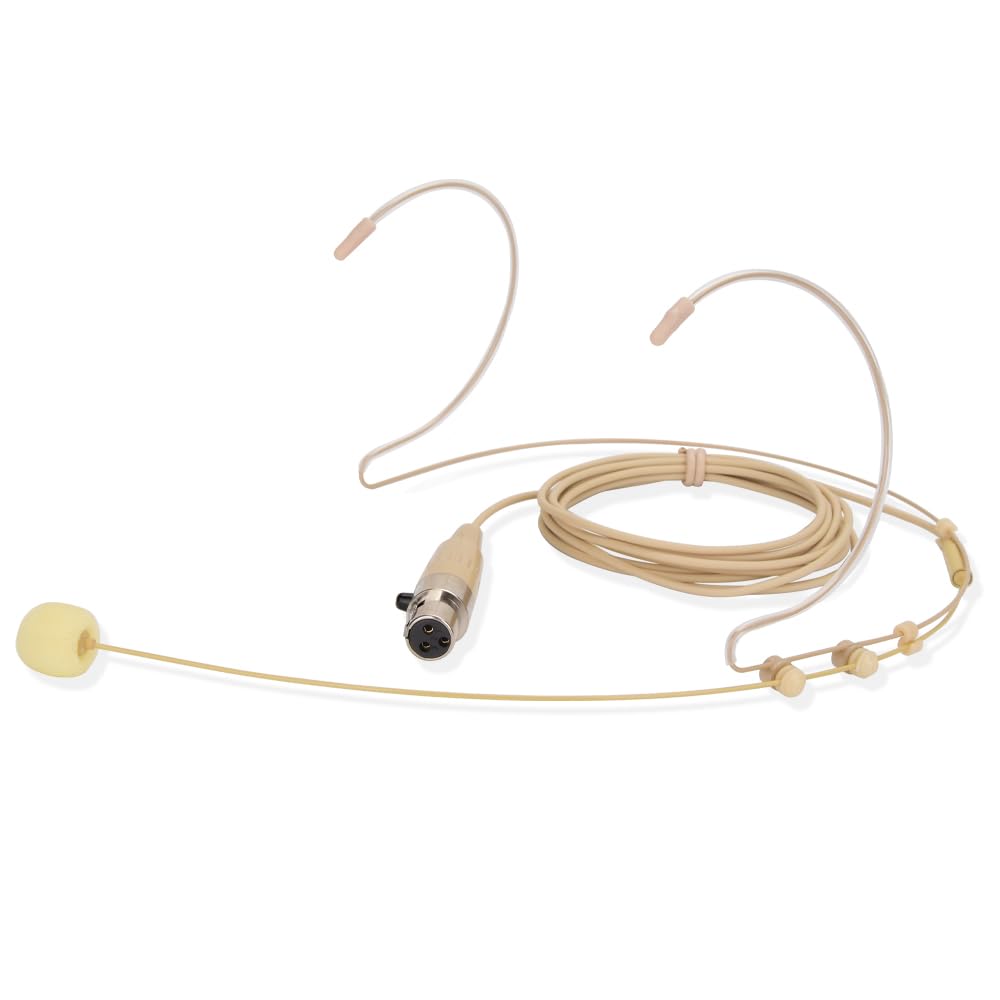 میکروفون سری YXG بیژ مدل Headworn Earset با طراحی گوش سرا وزن سبک و کم‌ظرف، سازگار با سیستم‌های بی‌سیم AKG و ترمیتر بادی‌پک، همراه با کابل 1.45 متری و پلاگ Mini XLR