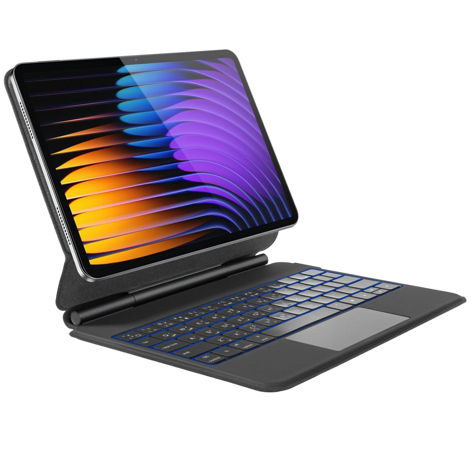 کیبورد مغناطیسی EURCRBU با کیبورد عربی برای Xiaomi Pad 7 / Pad 7 Pro (11.2 اینچ، 2024)، قابلیت تنظیم آسان با استند فلوتینگ، کلیدهای دارای نور پس‌زمینه ۷ رنگ، ترک‌پد چند لمسی دقیق - مشکی