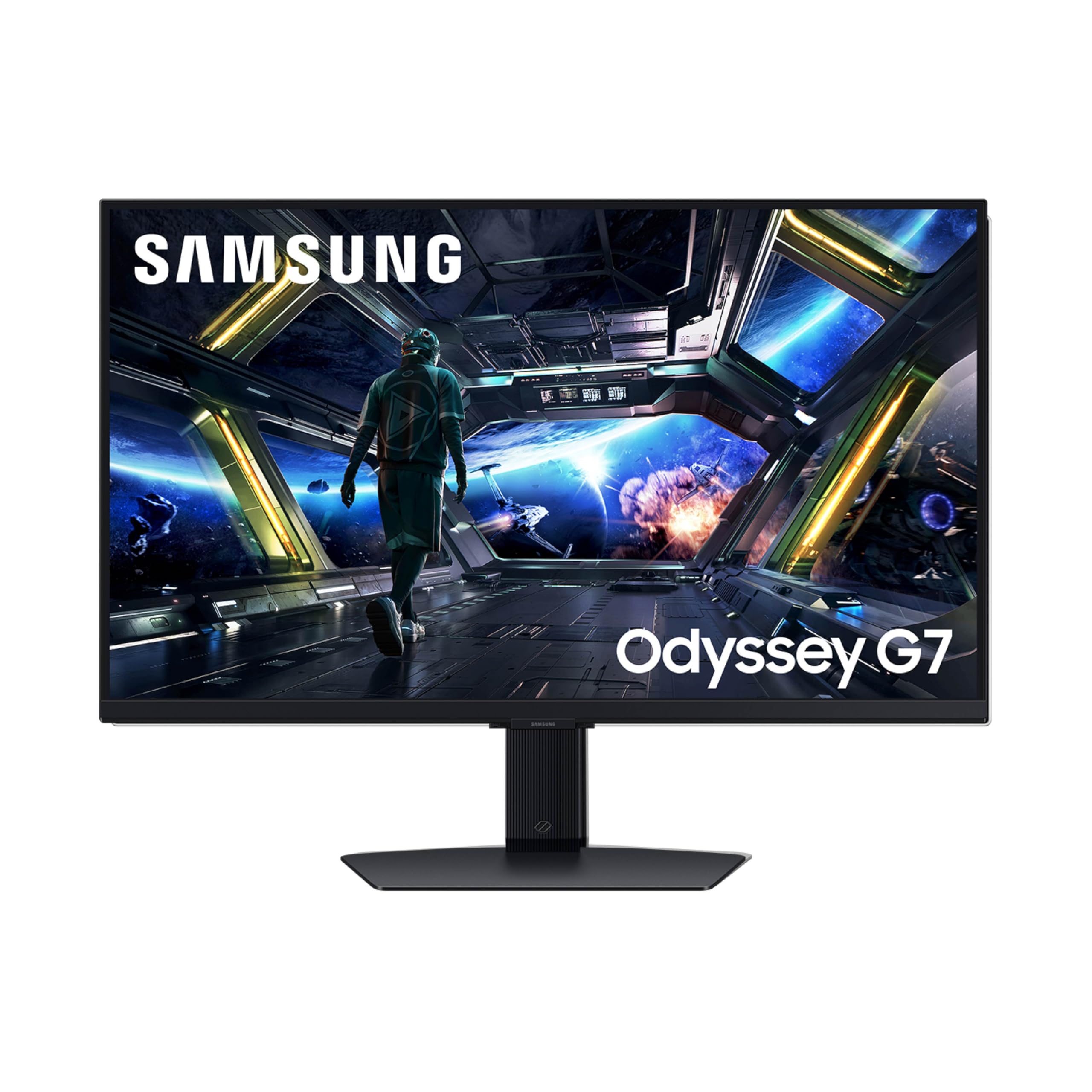 مانیتور بازی هوشمند سامسونگ Odyssey G7 (G70D) 27 اینچ، 4K UHD IPS 144Hz 1ms(GtG)، AMD Freesync Premium، رنگ‌های زنده، پای قابل تنظیم، Equalizer سیاه، مدل LS27DG702ENXZA