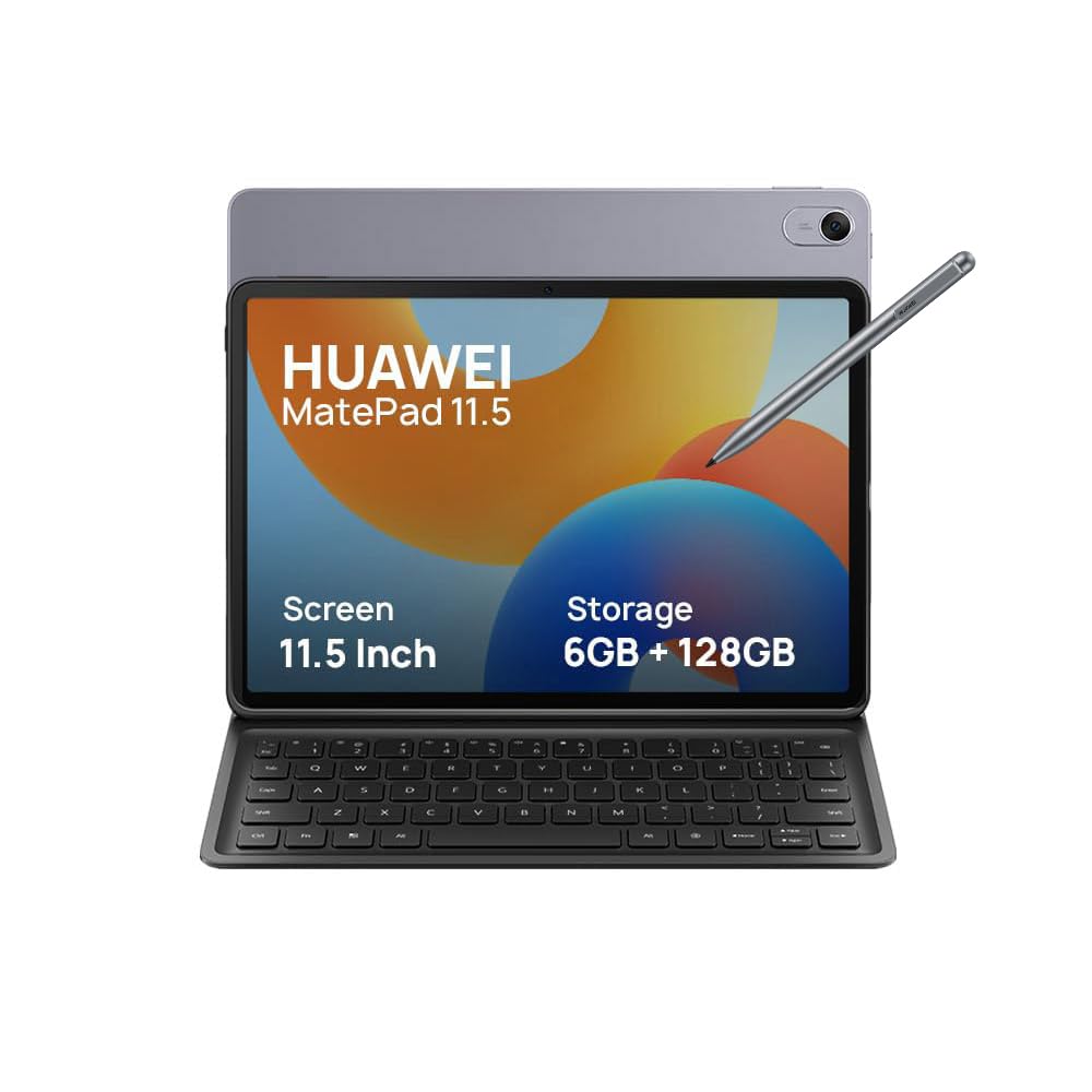 تبلت HUAWEI MatePad 11.5 اینچ، صفحه نمایش 2.2K FullView 11.5 اینچی، 6GB+128GB، با صفحه کلید هوشمند، M-Pen Lite، باتری 7700 میلی آمپر ساعت، دوربین 13 مگاپیکسل، وای فای، HUAWEI Notes، خاکستری