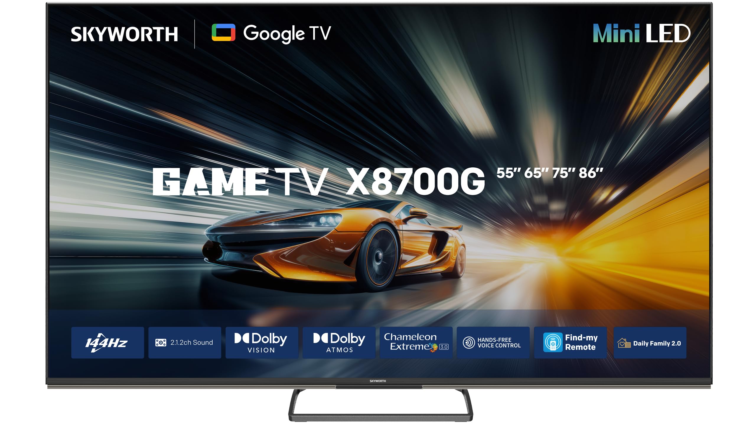 تلویزیون هوشمند SKYWORTH 75X8700G با صفحه نمایش 75 اینچی 4K MiniLED - VRR 144Hz، Dolby Vision و Atmos، HDR10+، Google TV، HDMI 2.1 (4K@120Hz)، بلوتوث 5.1، کنترل صوتی AI - تجربه بازی و تماشای ویدیو با کیفیت بالا (مدل 2025) QLED 75 اینچ