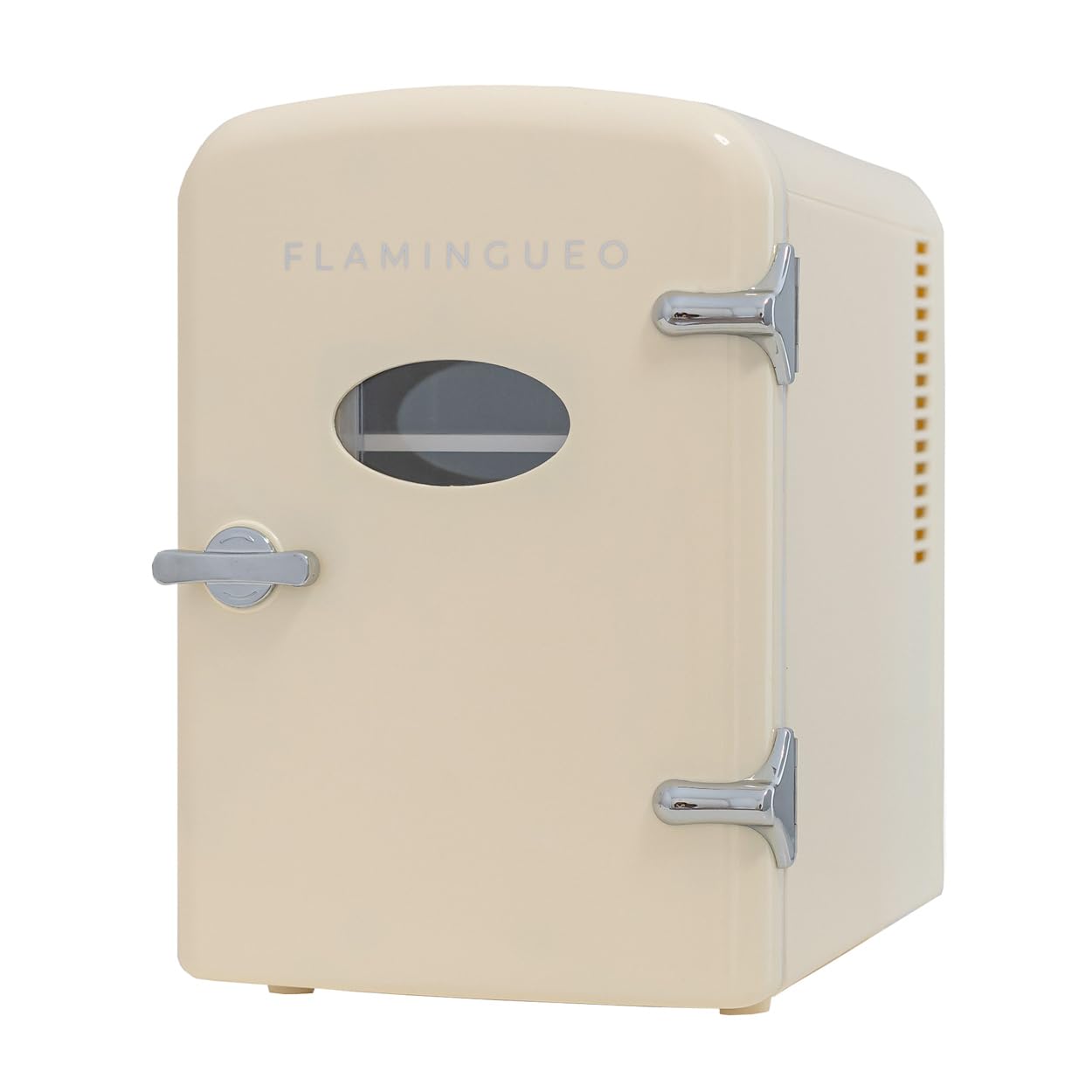یخچال کوچک Flamingueo - ۴ لیتر، قابل حمل، گرم و سرد، یخچال آرایشی بژ