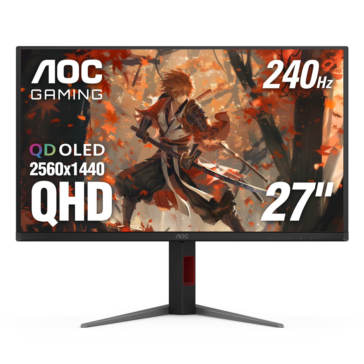 مانیتور بازی AOC Q27G4ZD 27 اینچ با فناوری OLED، رزولوشن QHD 2560 × 1440، فرکانس تازه‌سازی 240Hz و زمان پاسخگویی 0.03 میلی‌ثانیه، دو پورت HDMI 2.0، دو پورت Display Port، سازگاری با تکنولوژی G-Sync، مناسب برای بازی کنسول، دارای ضمانت سه ساله برای عدم وجود نقطه روشن‌یاشته (Zero-Bright-Dot)